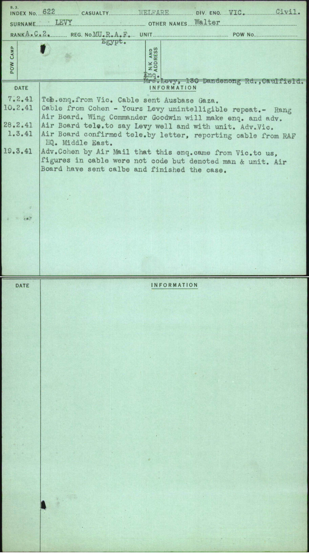 Levy, Walter, Mu Raf Egypt