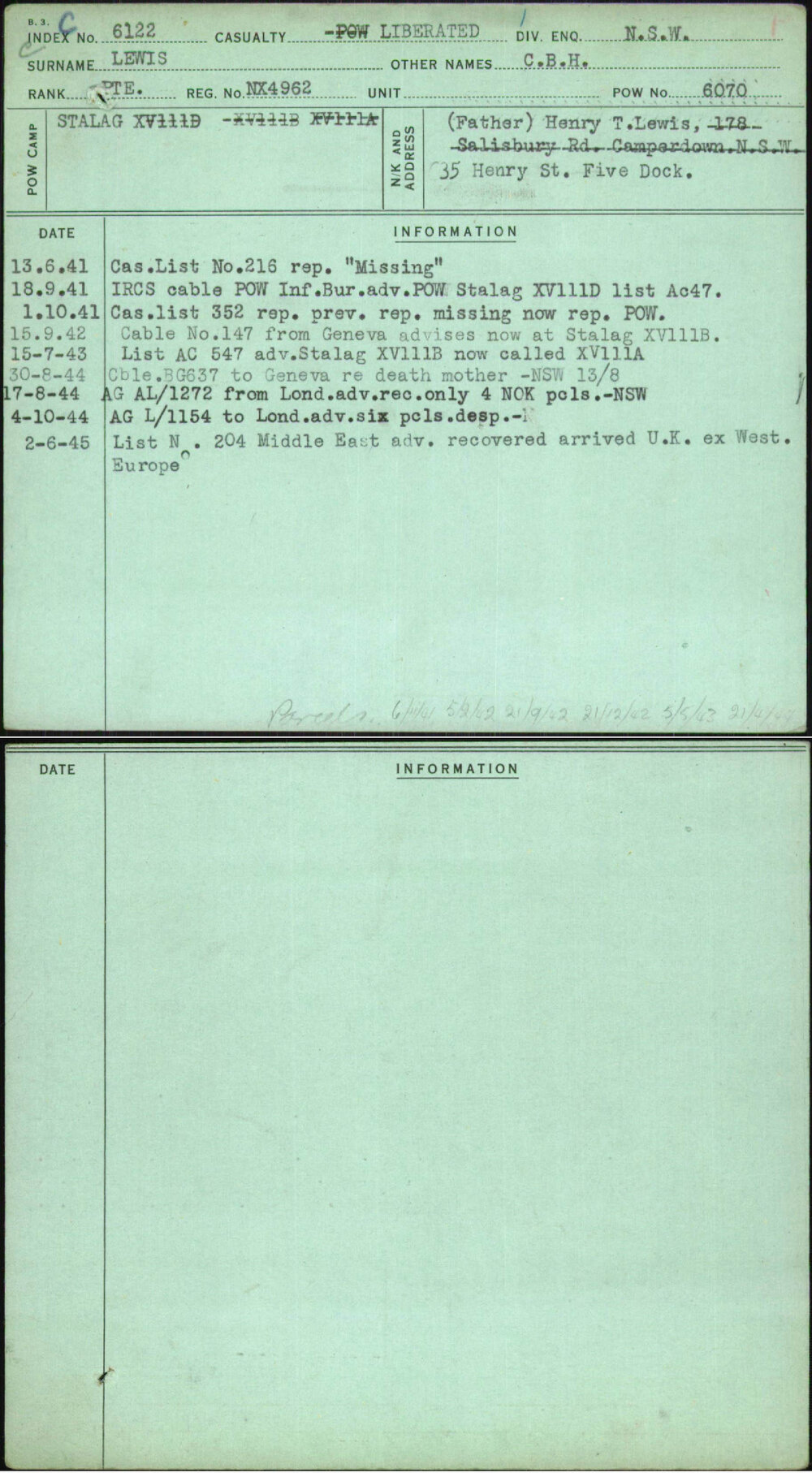 Lewis, C B H, NX4962