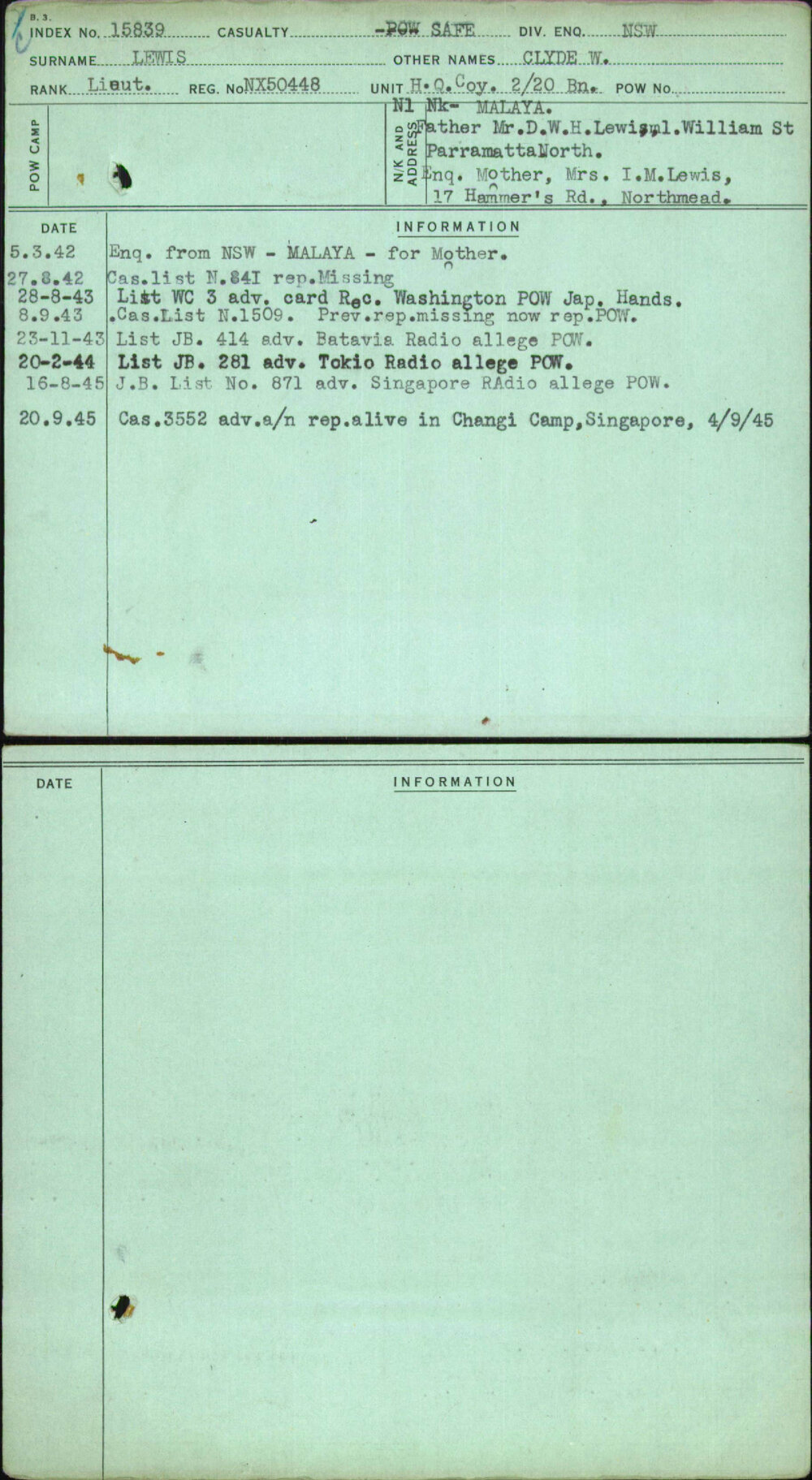 Lewis, Clyde W, NX50448