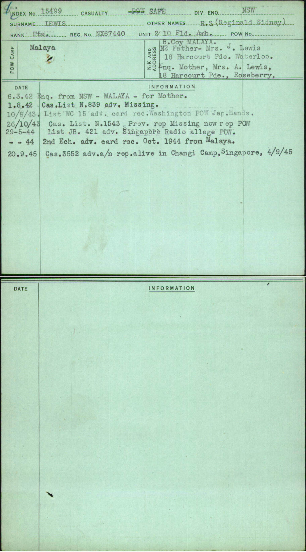 Lewis, R S (Reginald Sidney), NX67440