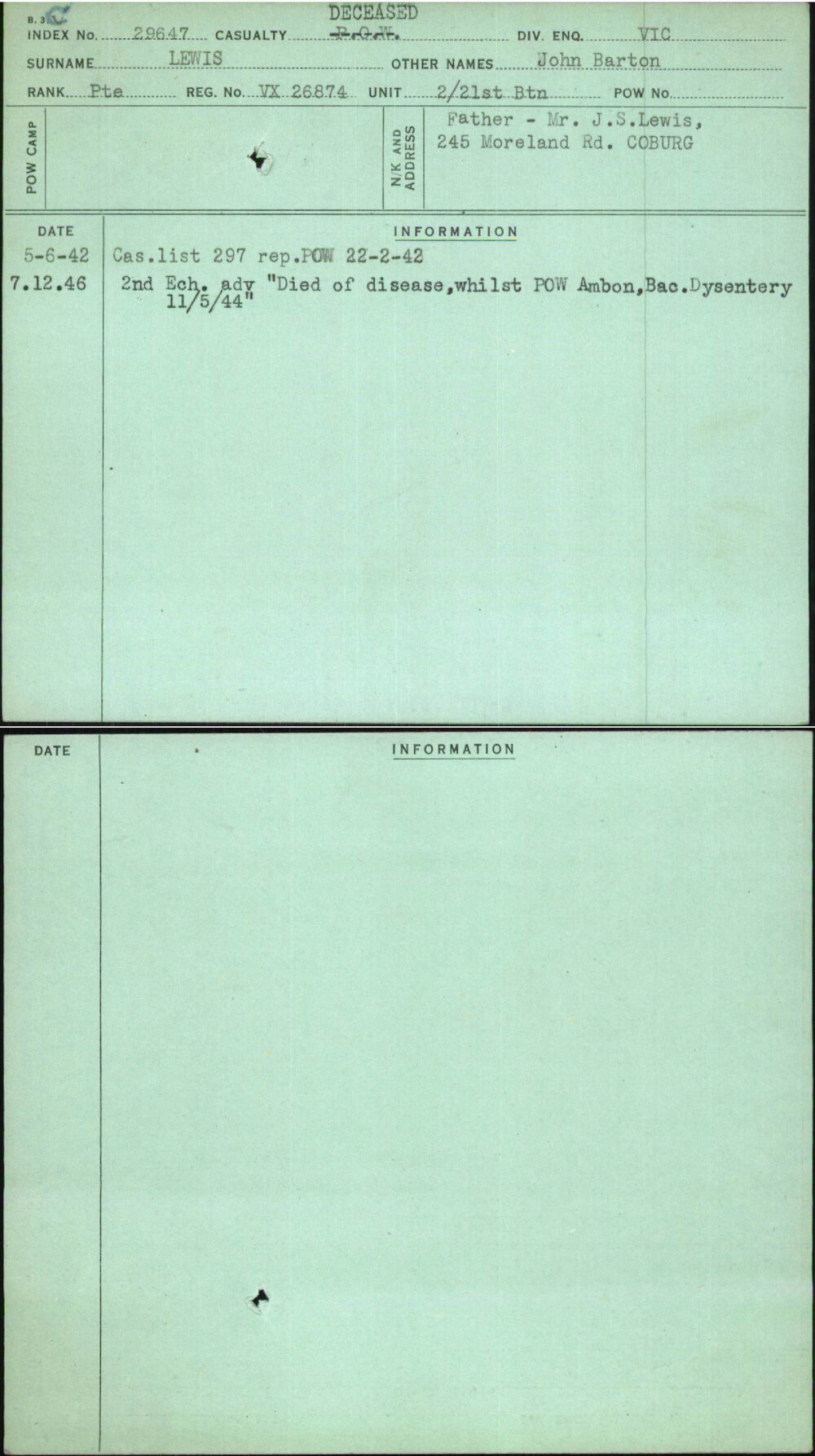 Lewis, John Barton, VX26874