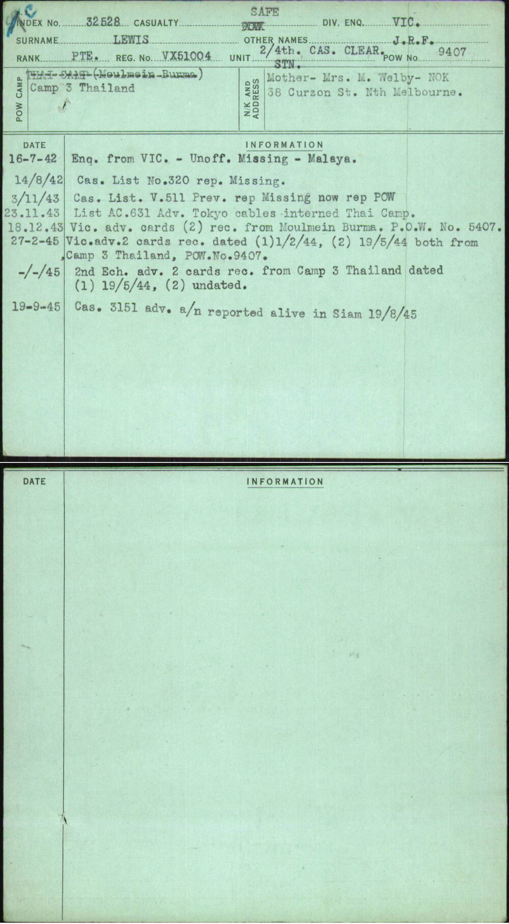 Lewis, J R F, VX51004