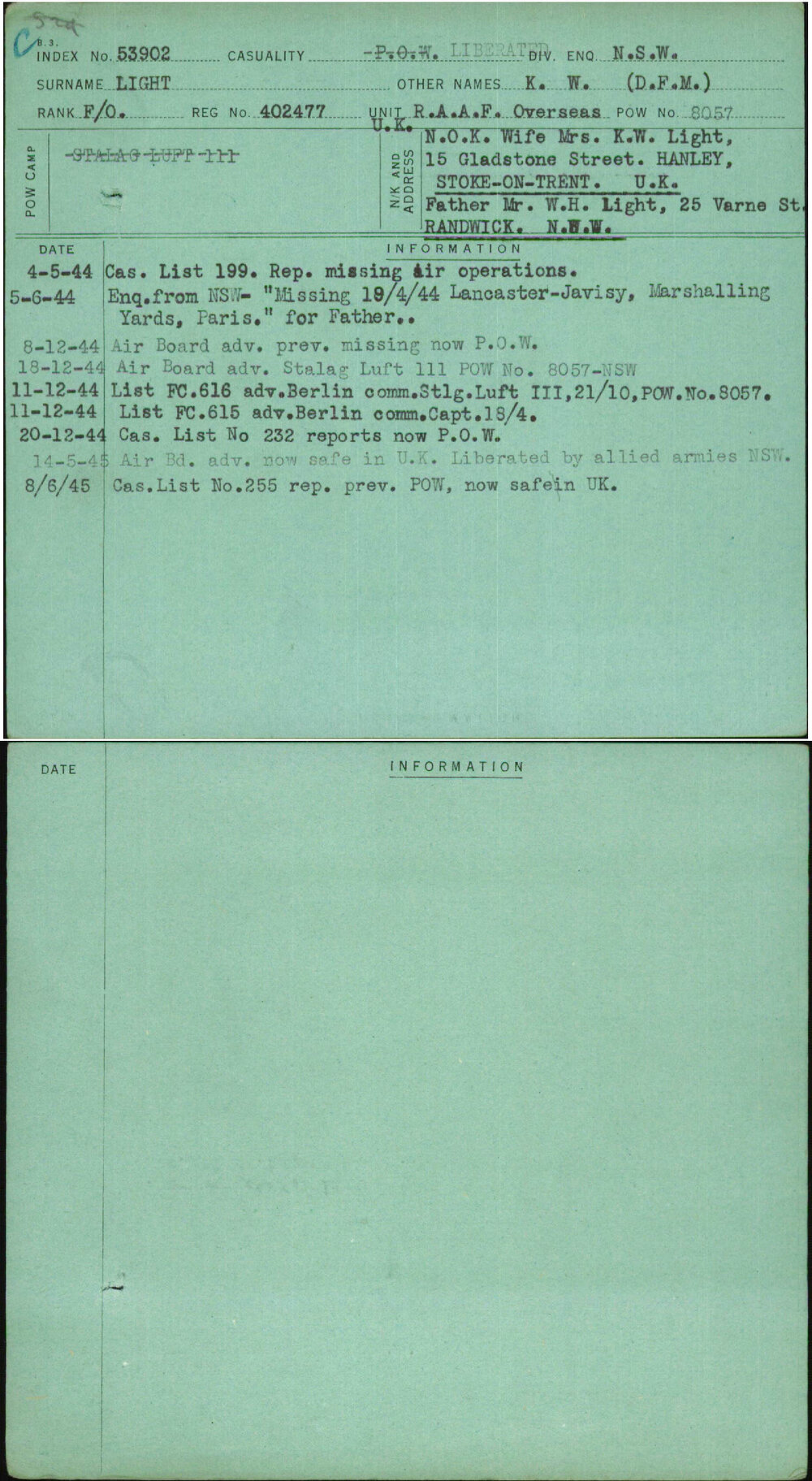 Light, K W (D F M), 402477