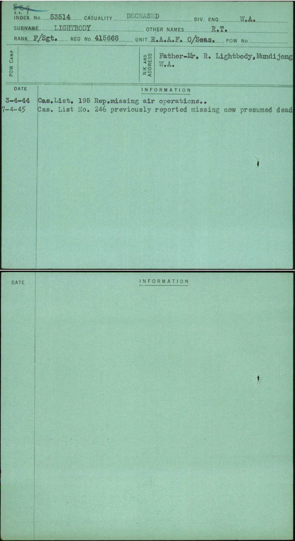 Lightbody, R T, 415668