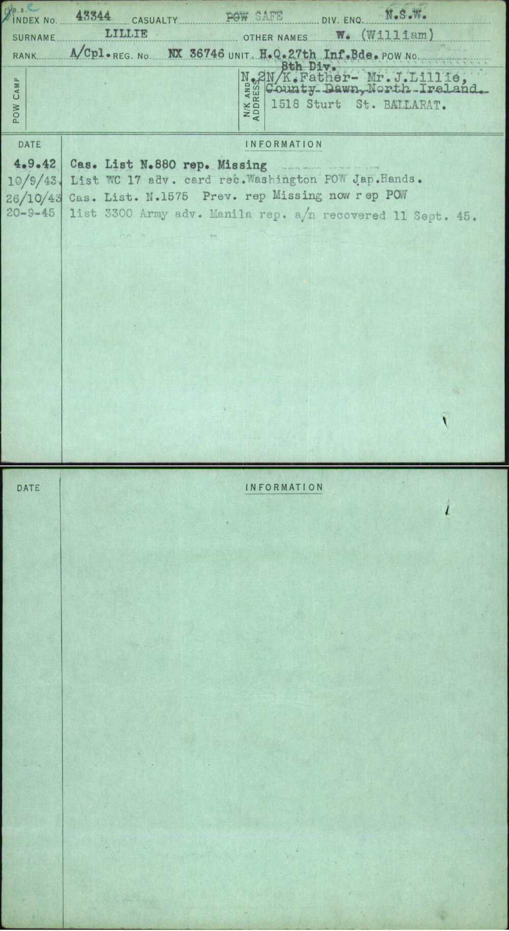 Lillie, W (William), NX36746