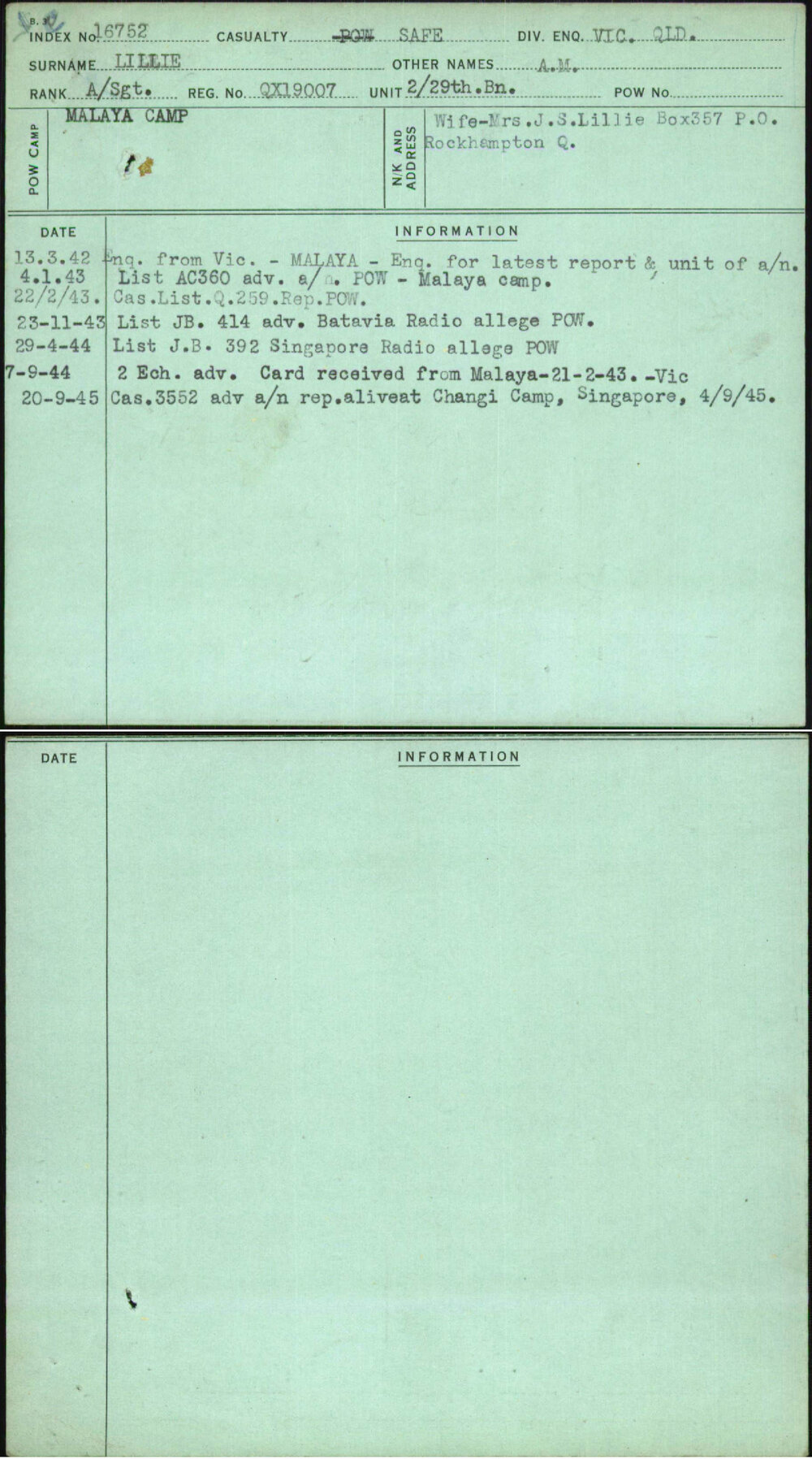 Lillie, A M, QX19007