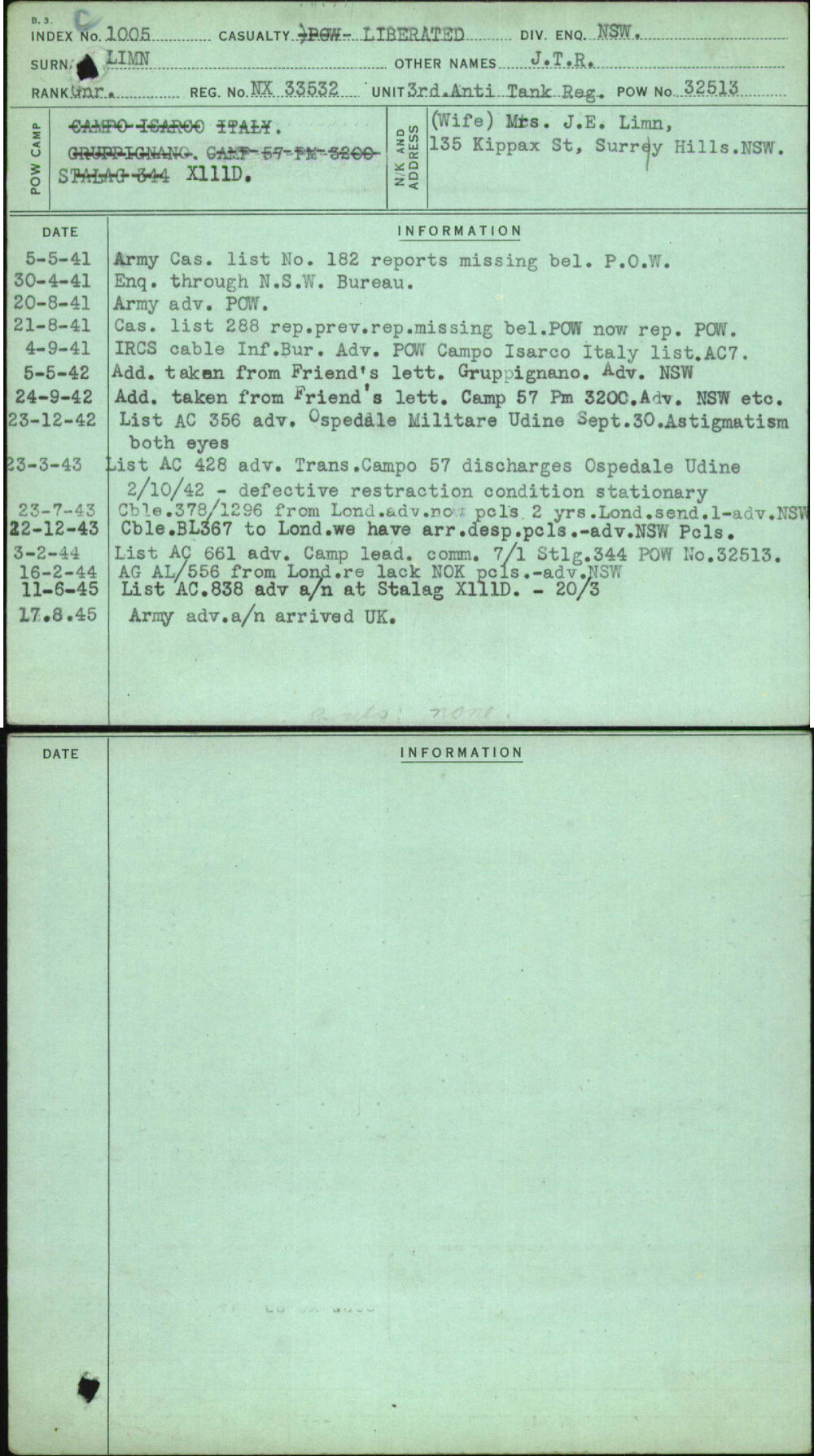 Limn, J T R, NX33532