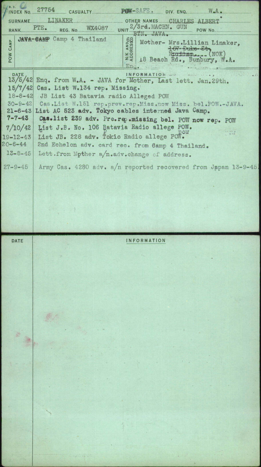 Linaker, Charles Albert, WX4087