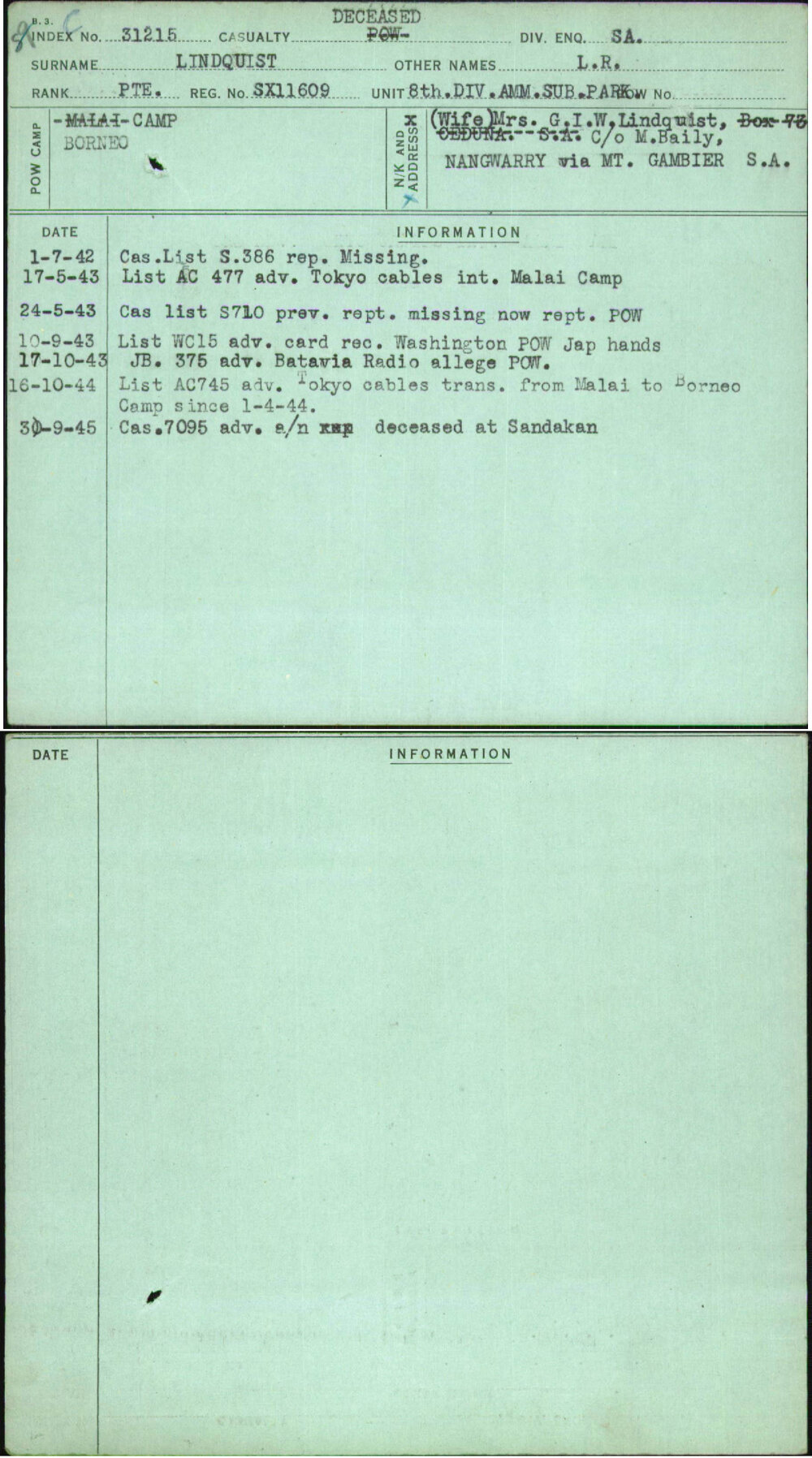 Lindquist, L R, SX11609