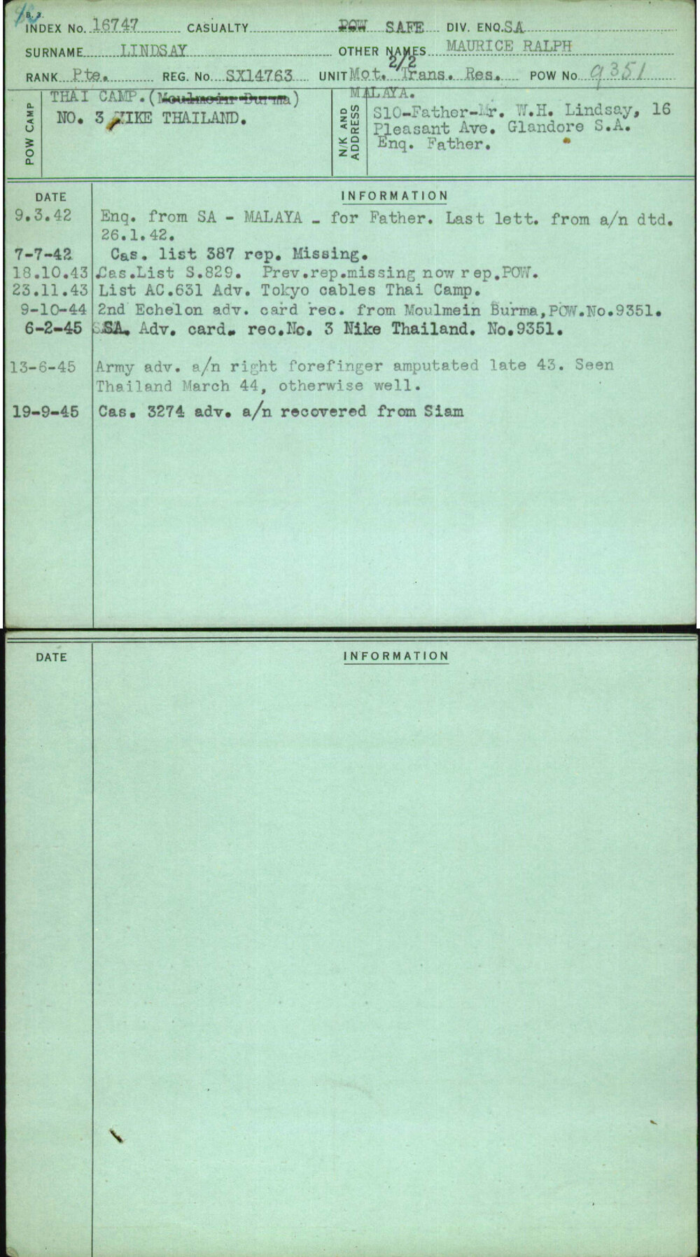 Lindsay, Maurice Ralph, SX14763