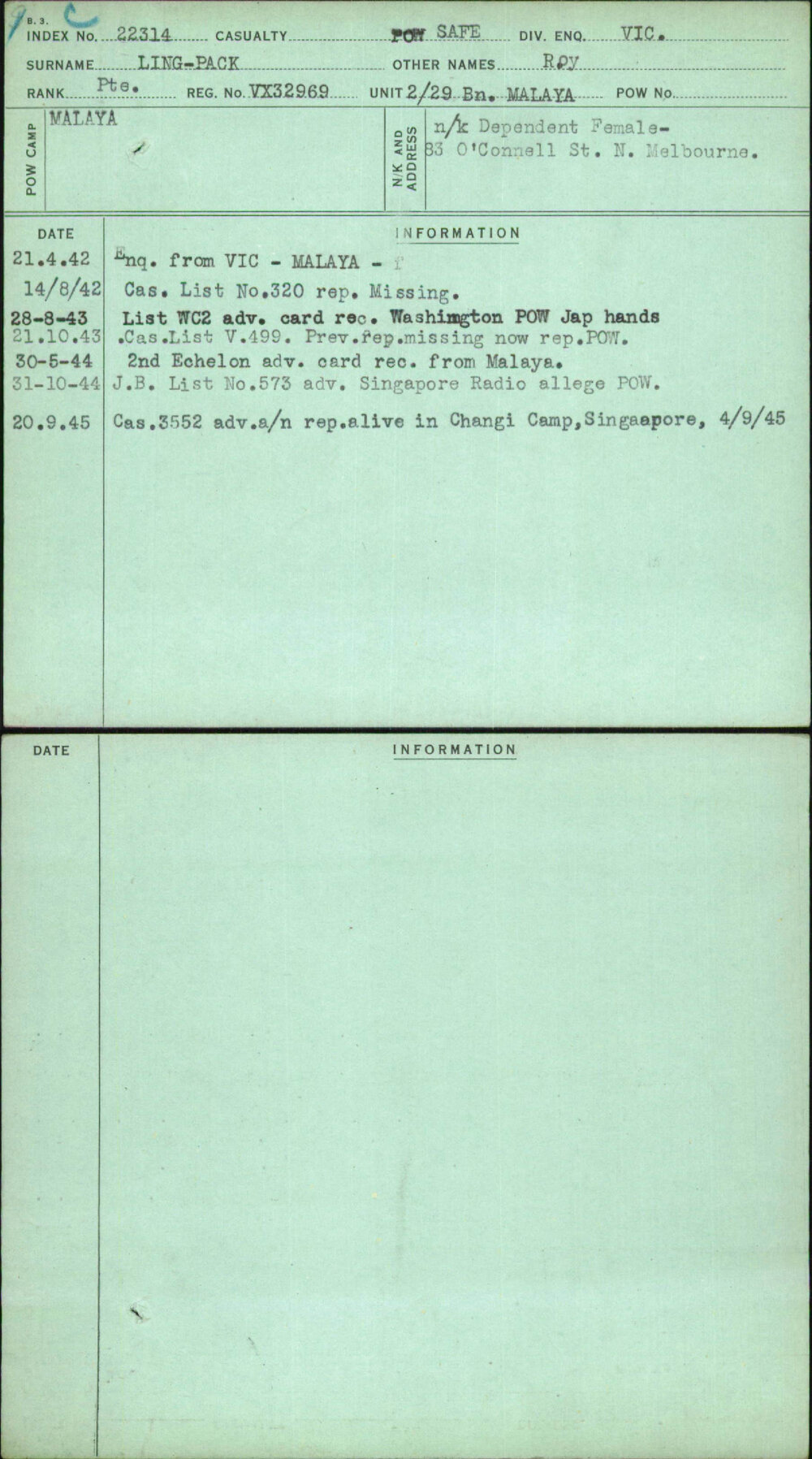 Ling-Pack, Roy, VX32969