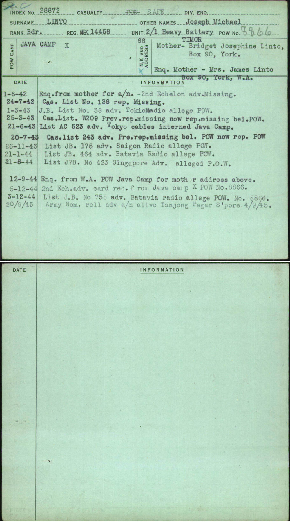 Linto, Joseph Michael, WX14458
