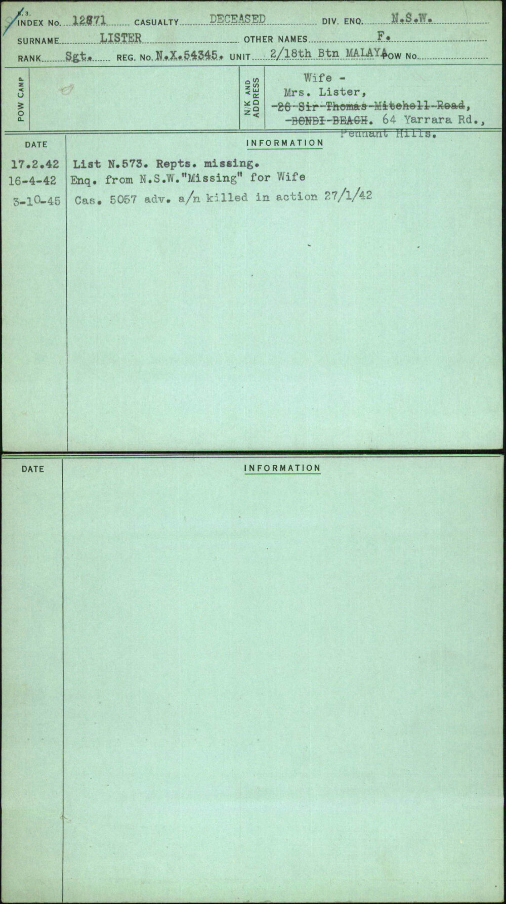 Lister, F, NX54345