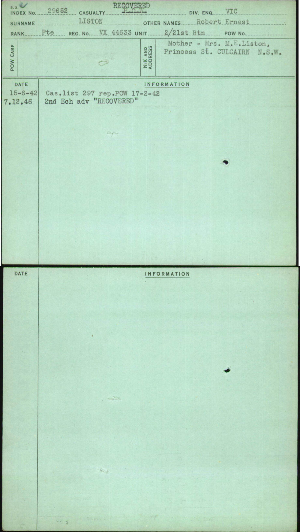 Liston, Robert Ernest, VX44633