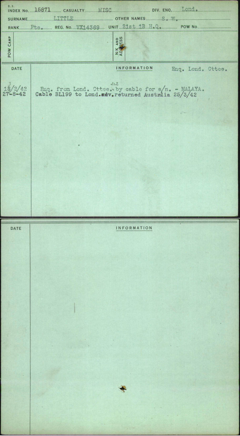 Little, S W, VX14369