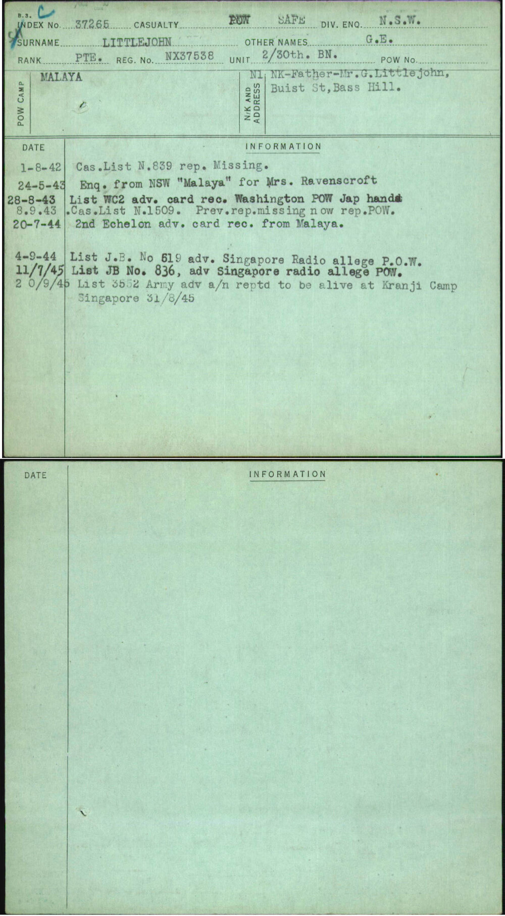 Littlejohn, G E, NX37538