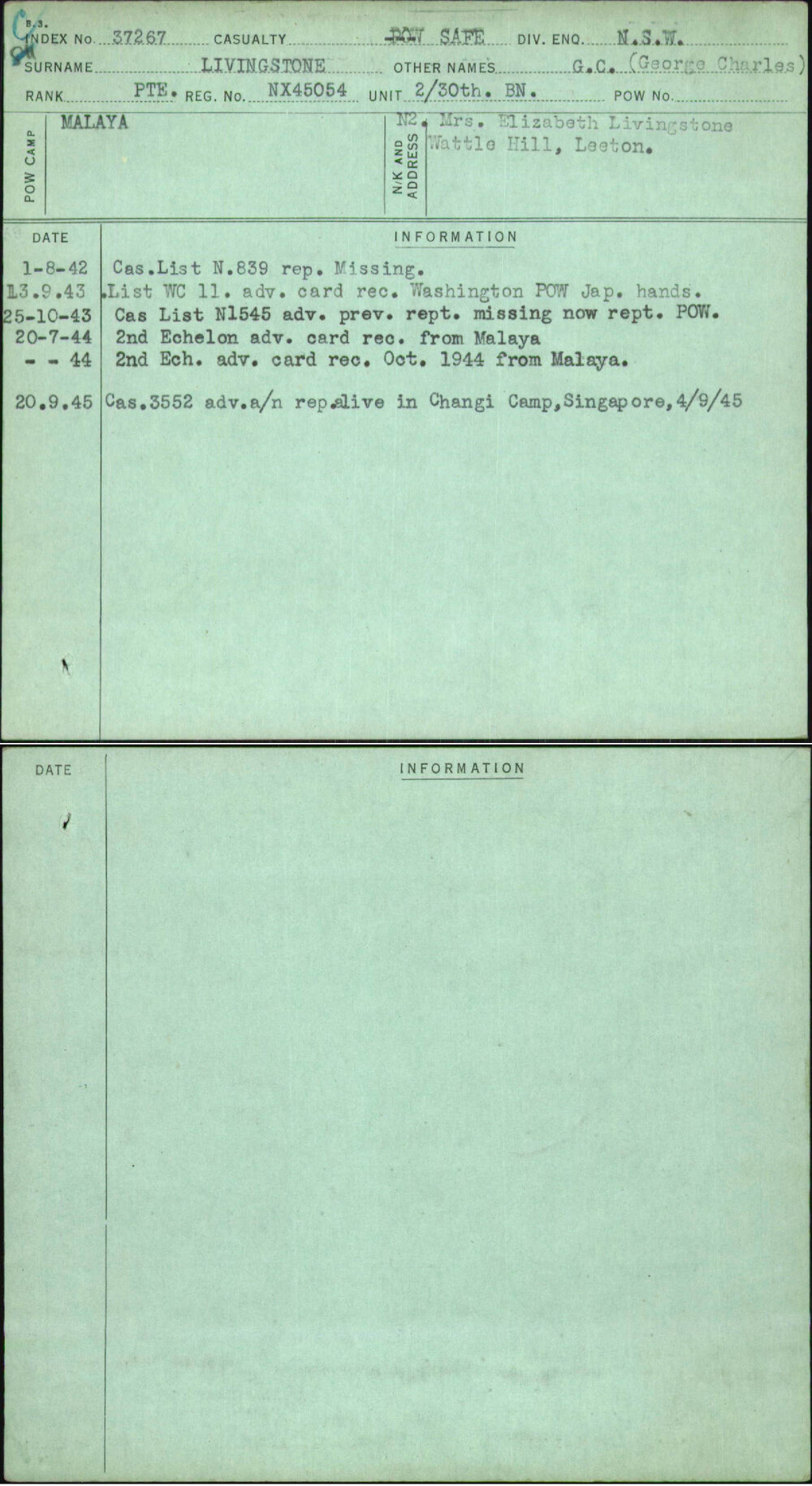 Livingstone, G C (George Charles), NX45054