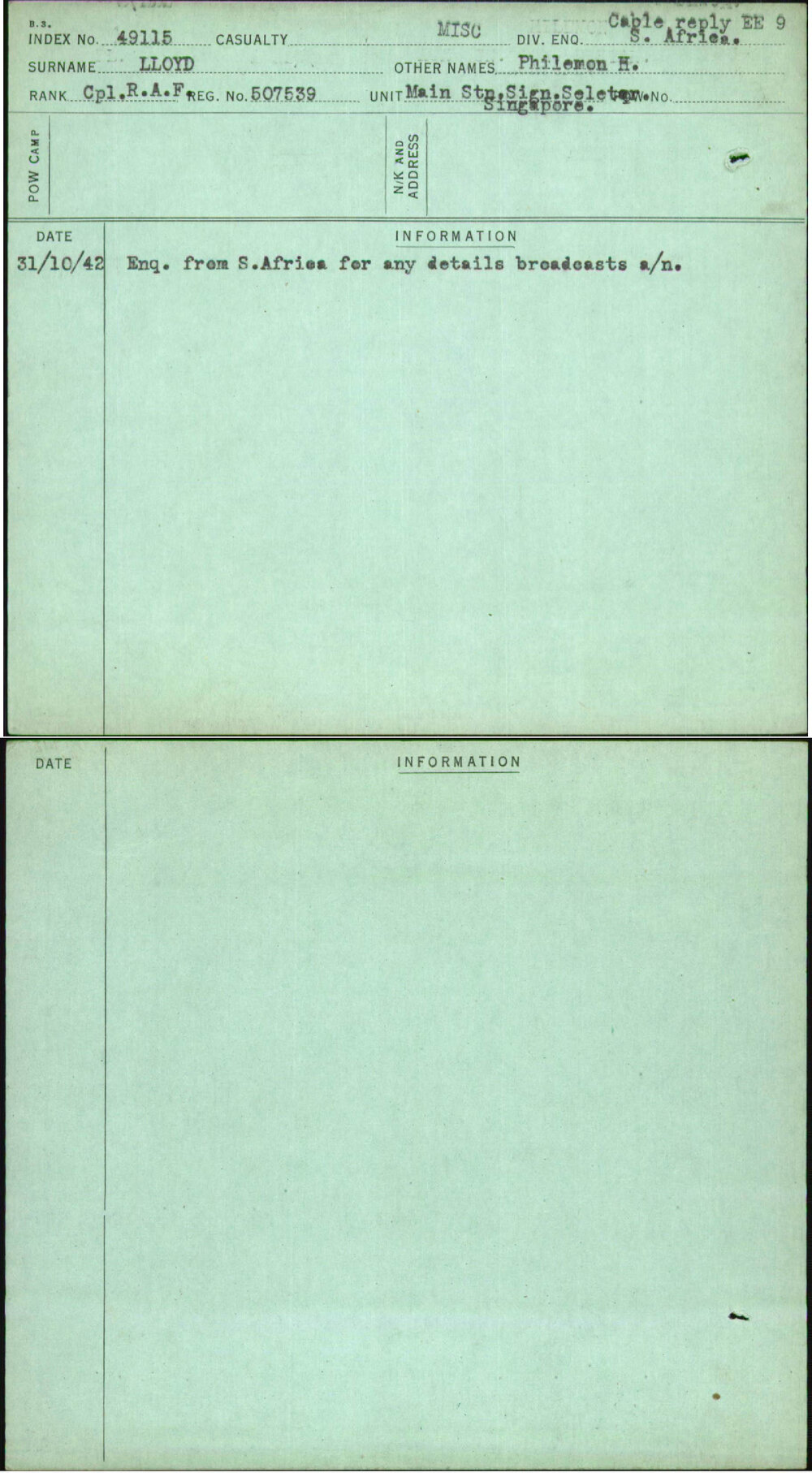 Lloyd, Philemon H, 507539