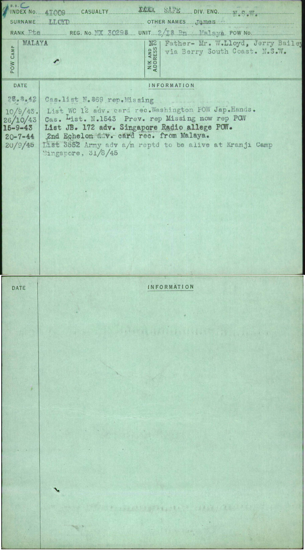 Lloyd, James, NX30298