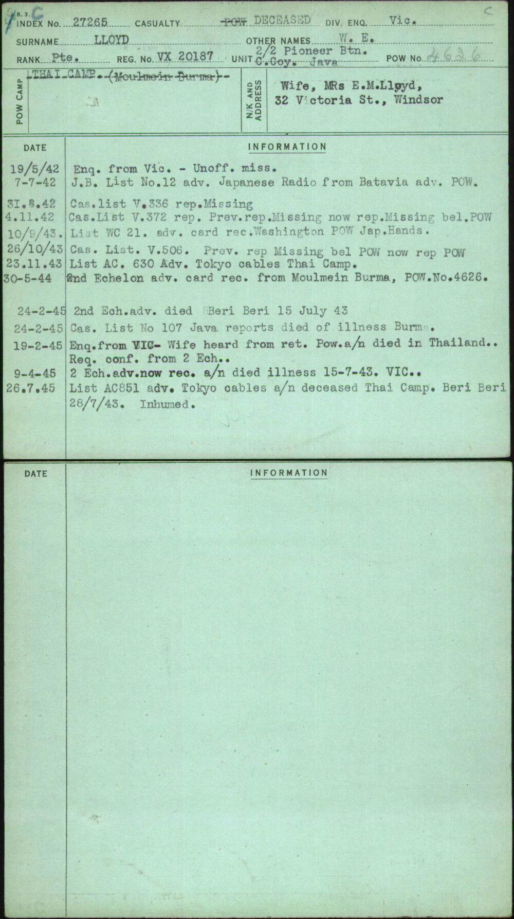Lloyd, W E, VX20187