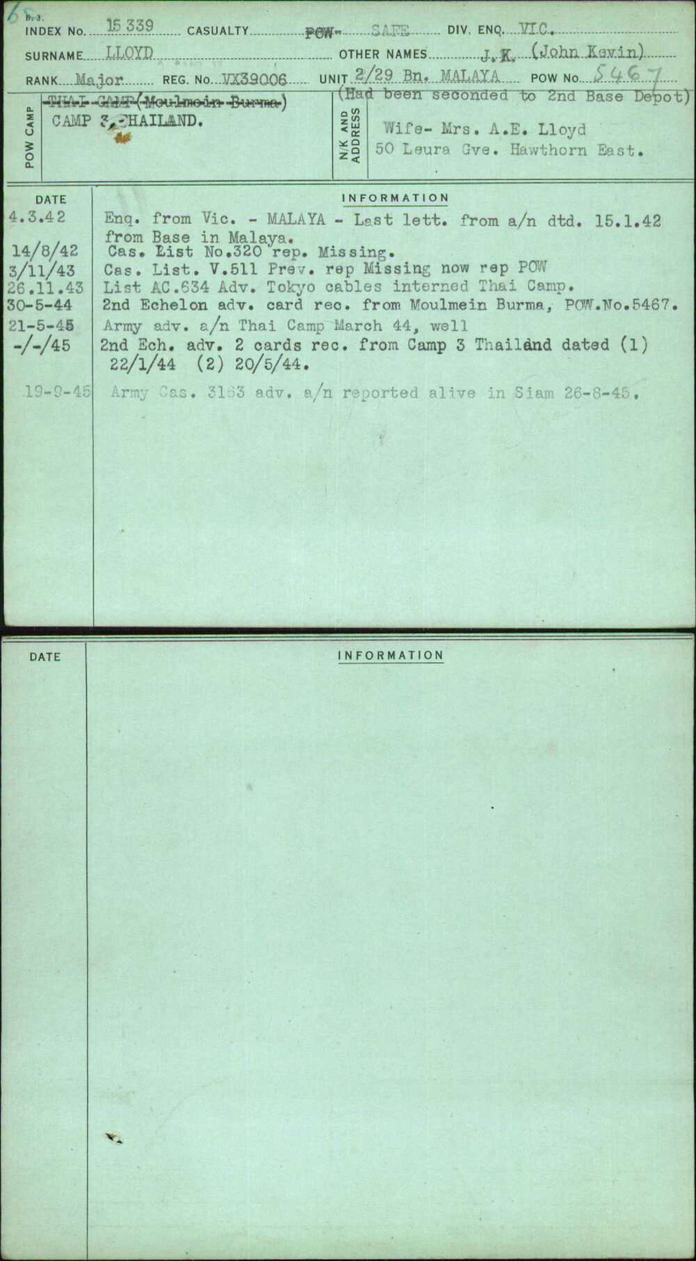Lloyd, J K (John Kevin), VX39006