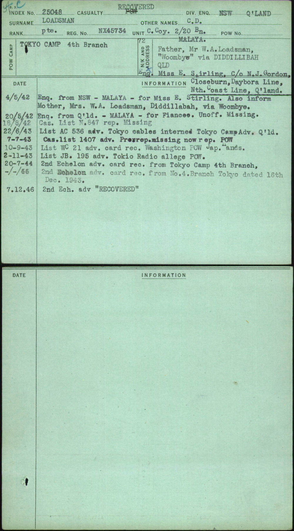 Loadsman, C D, NX45734