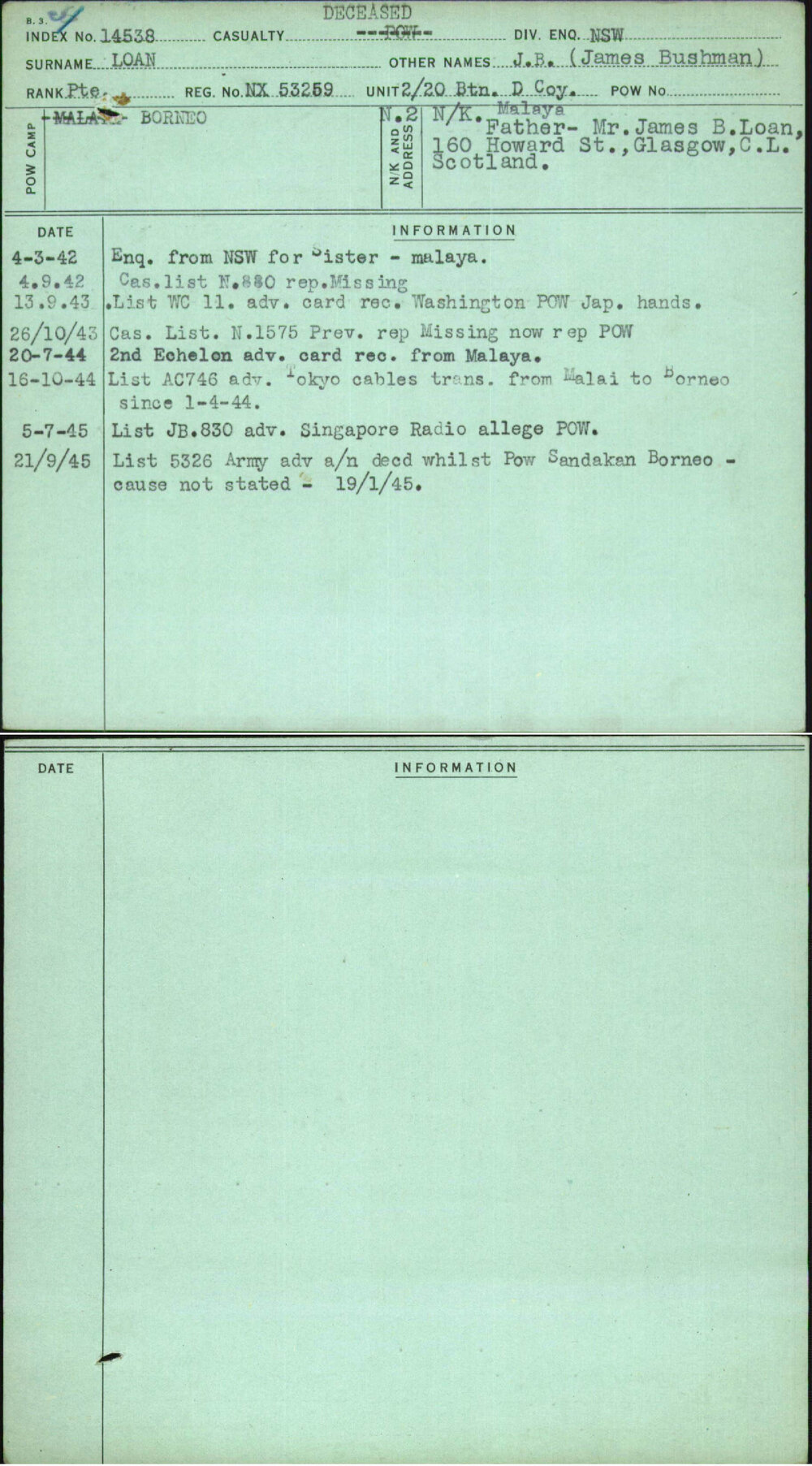 Loan, J B (James Bushman), NX53259