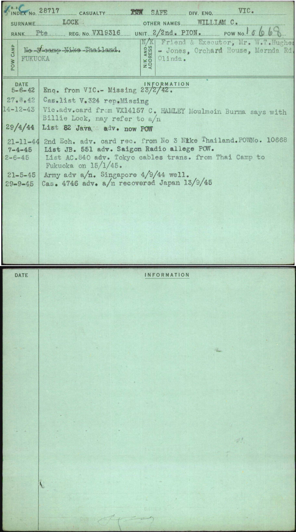 Lock, William C, VX19316