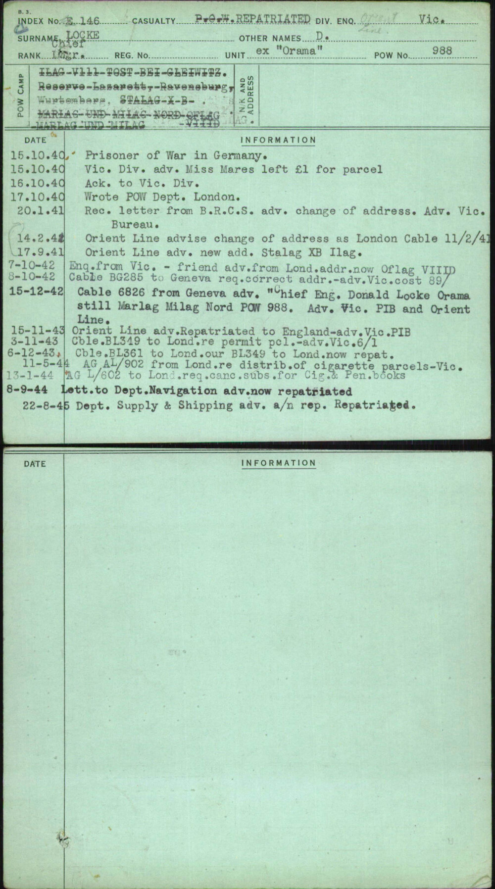 Locke, D, [No Service Number]