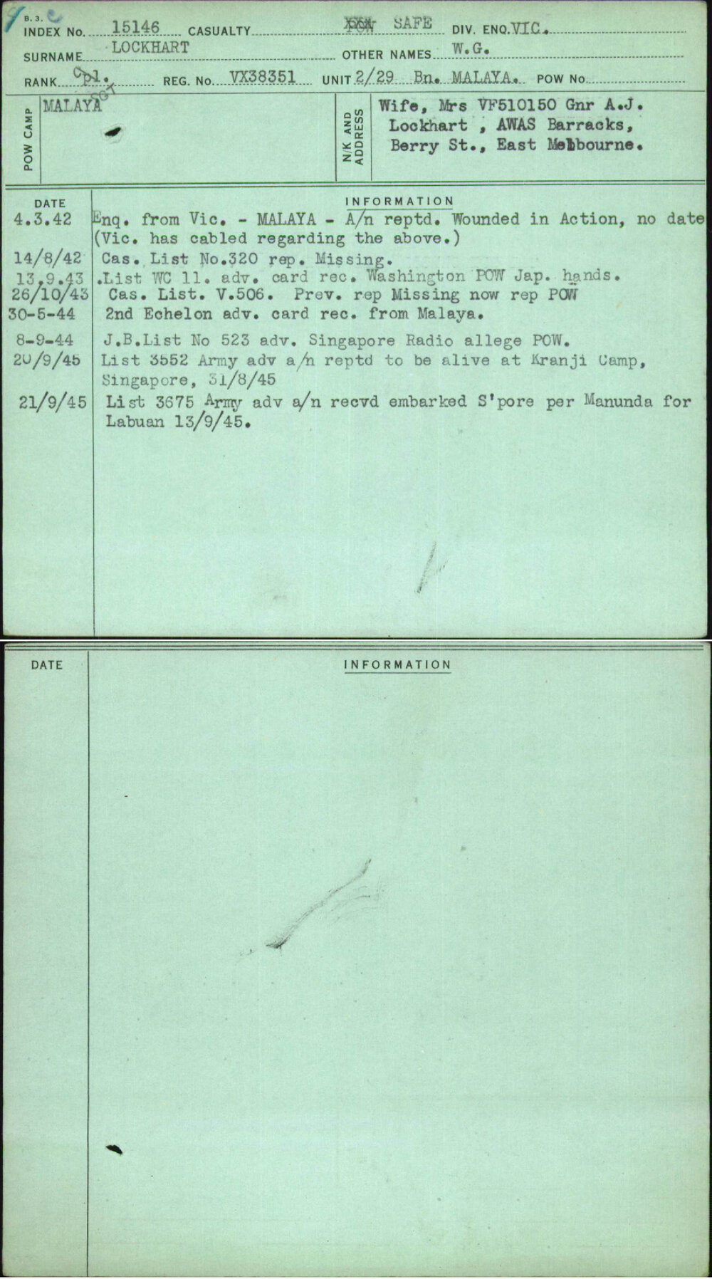 Lockhart, W G, VX38351