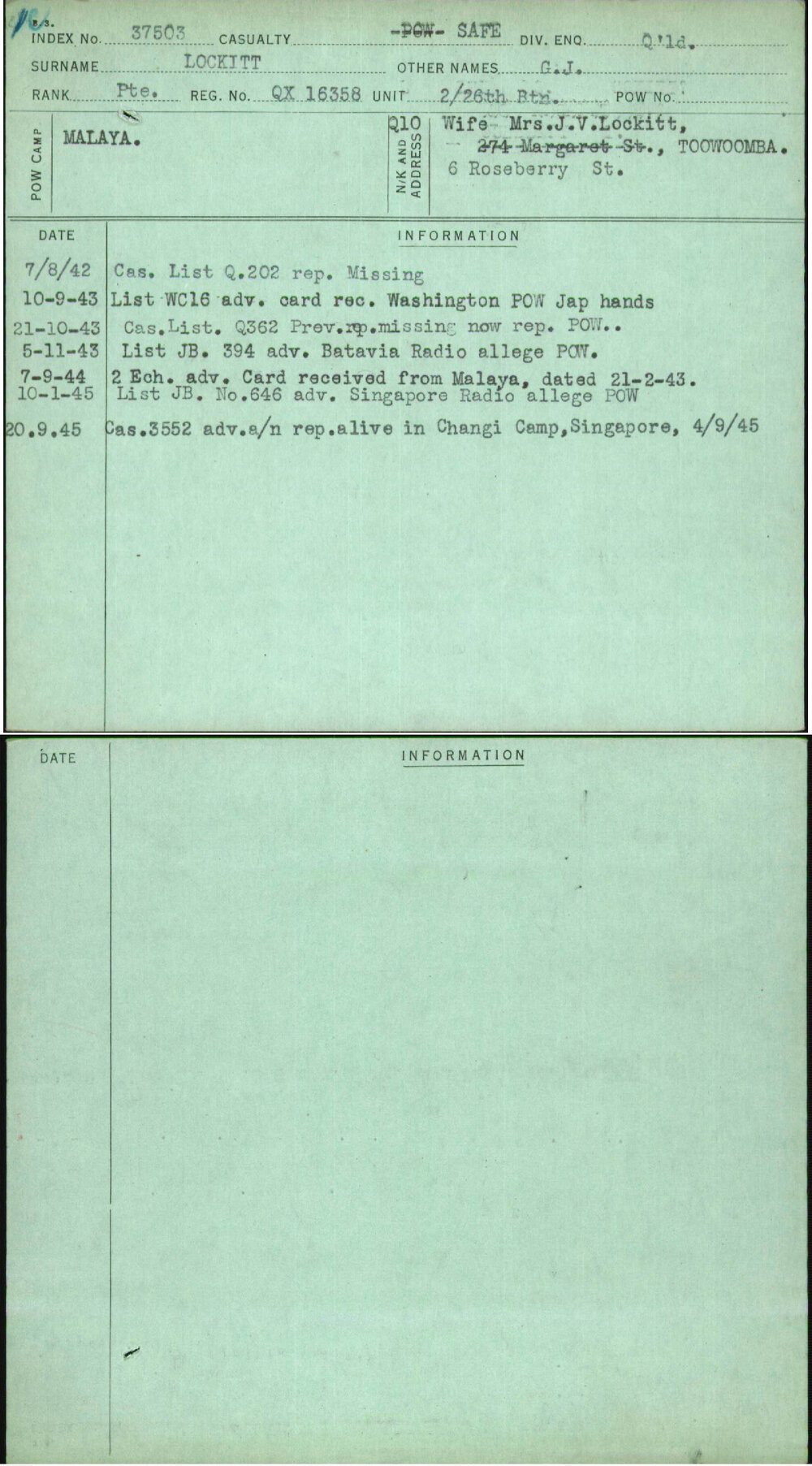 Lockitt, G J, QX16358