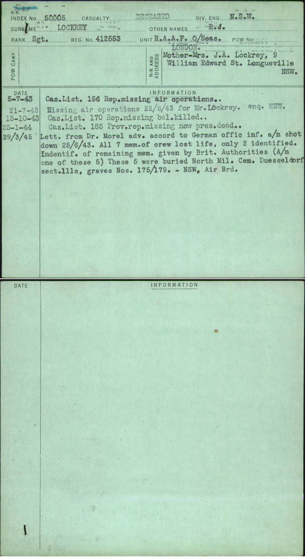 Lockrey, R J, 412553