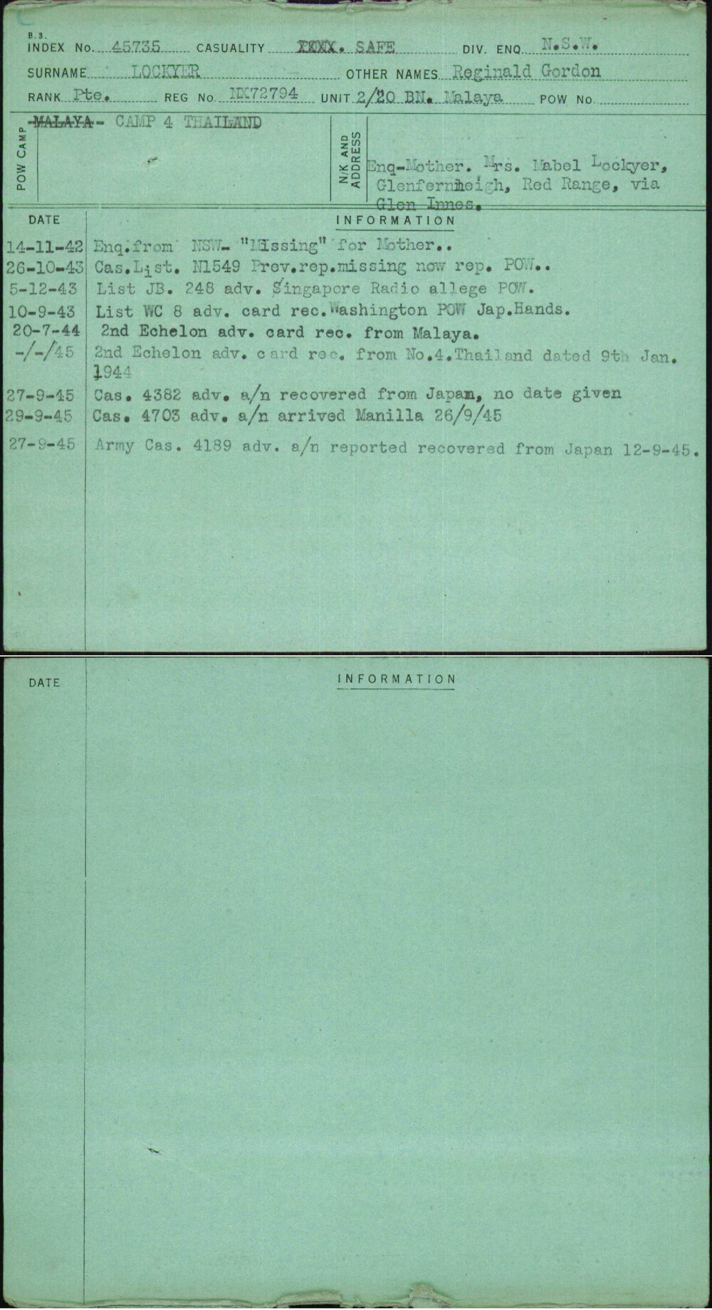 Lockyer, Reginald Gordon, NX72794