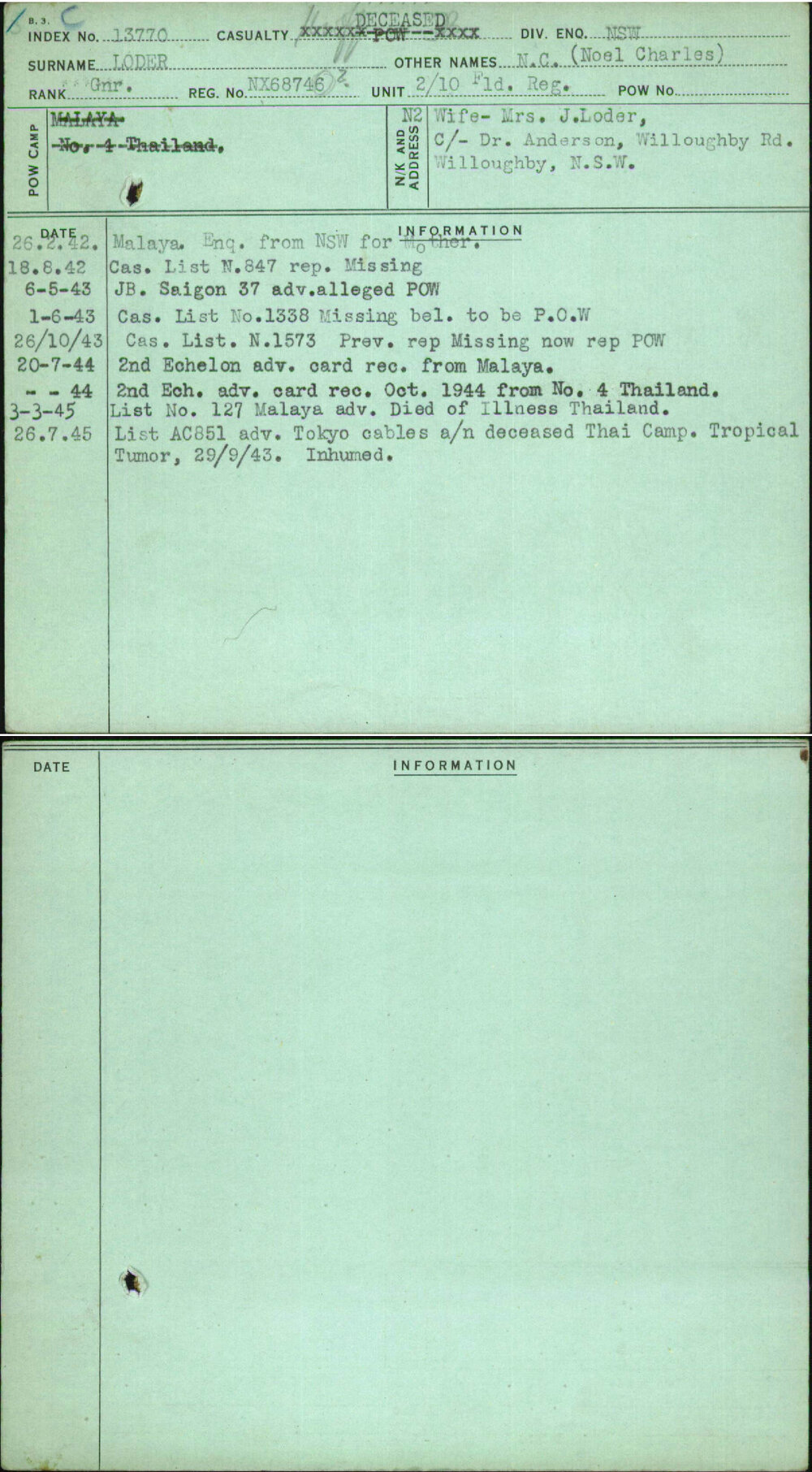 Loder, N C (Noel Charles), NX68746