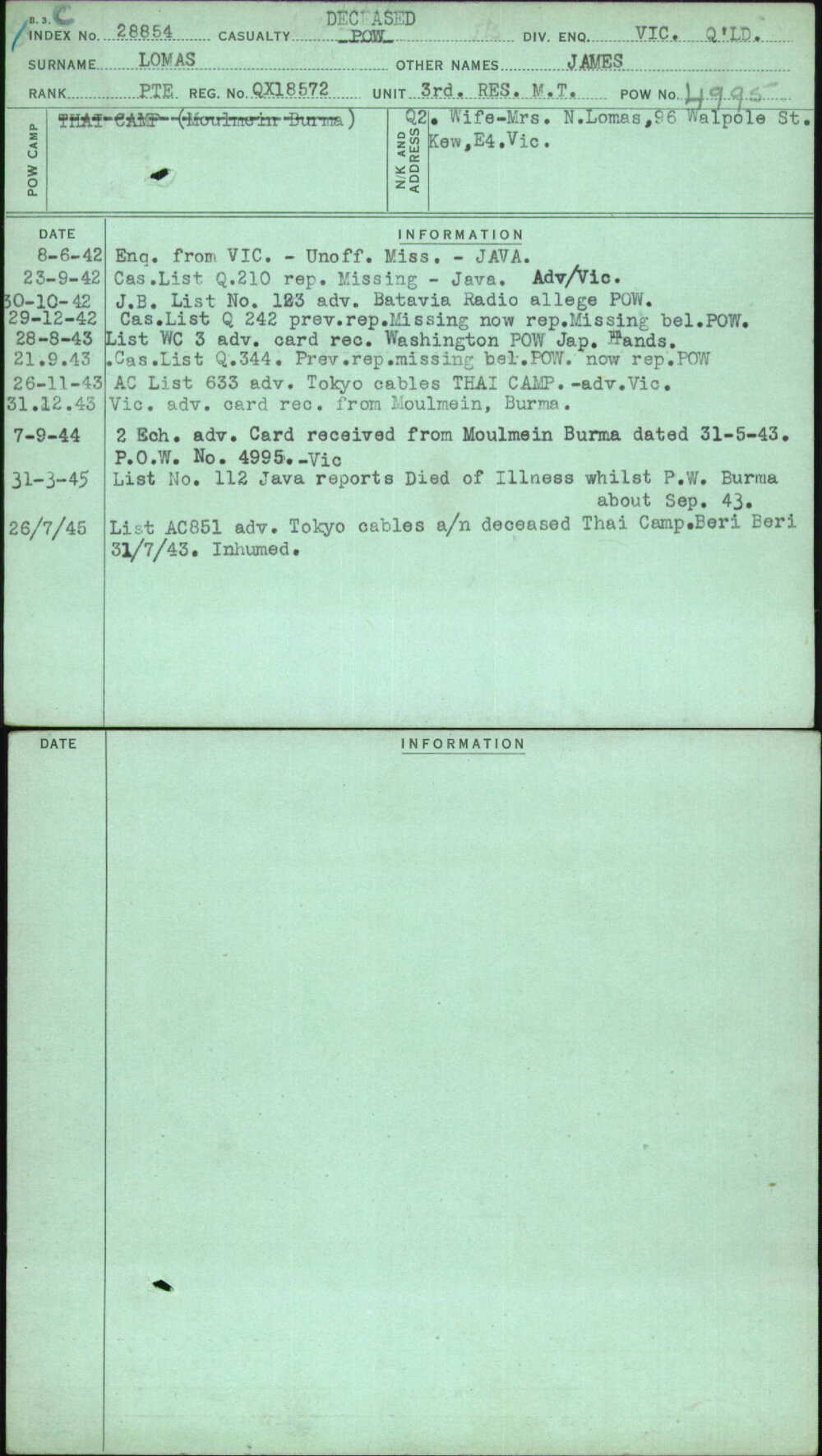 Lomas, James, QX18572