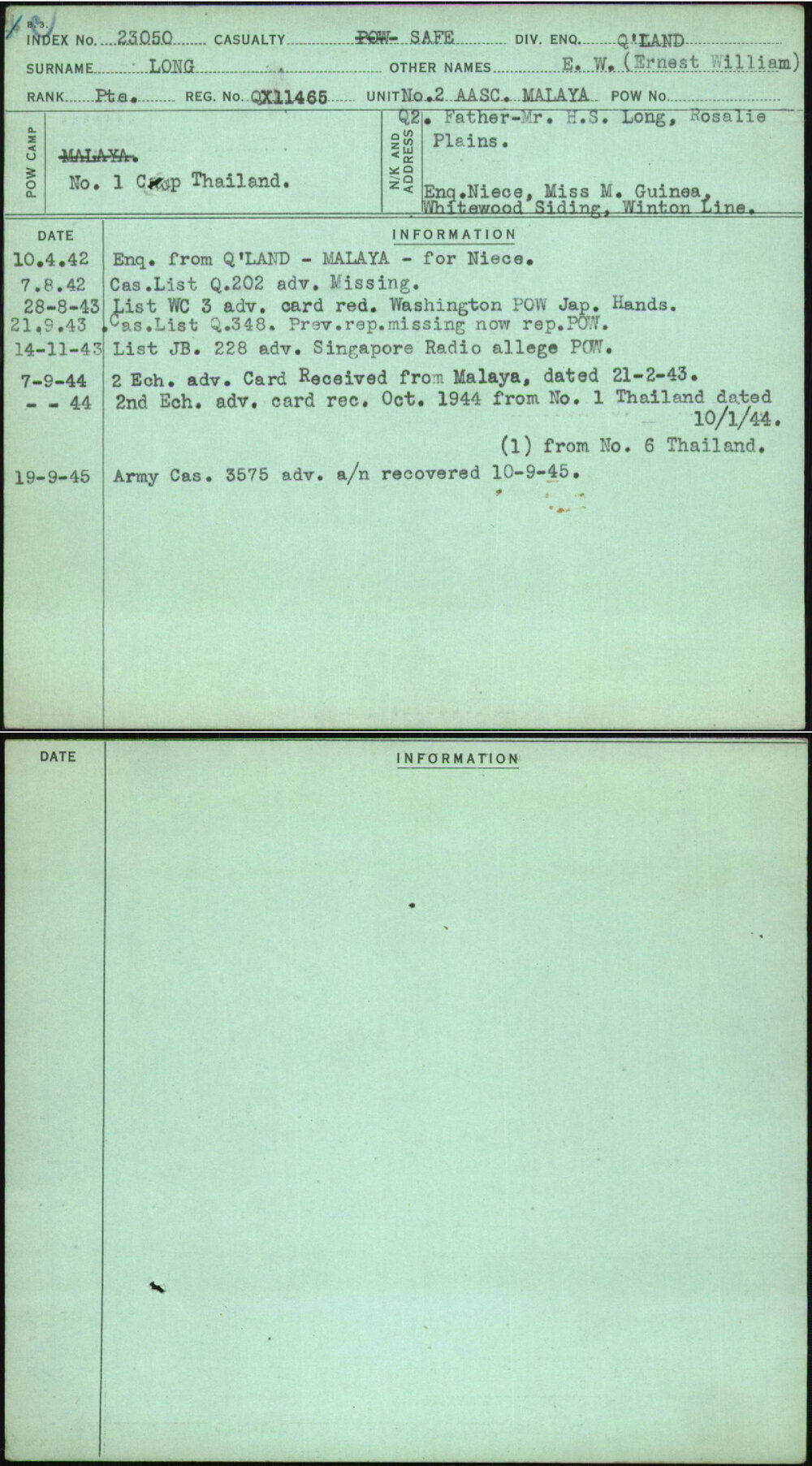 Long, E W (Ernest William), QX11465