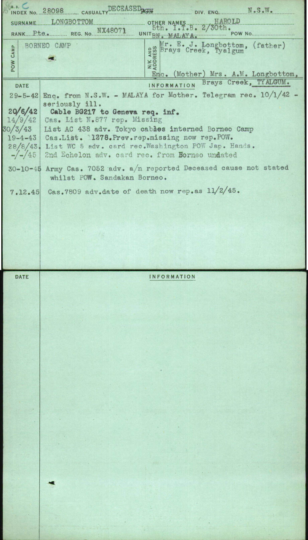 Longbottom, Harold, NX48071