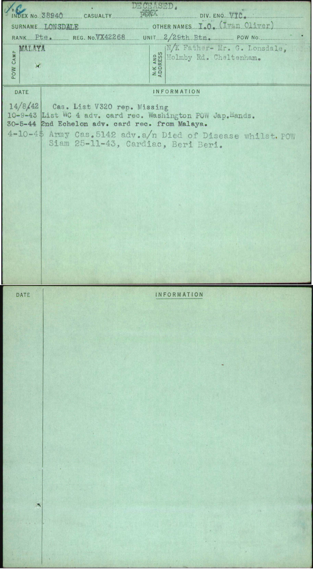 Lonsdale, I O (Ivan Oliver), VX42268