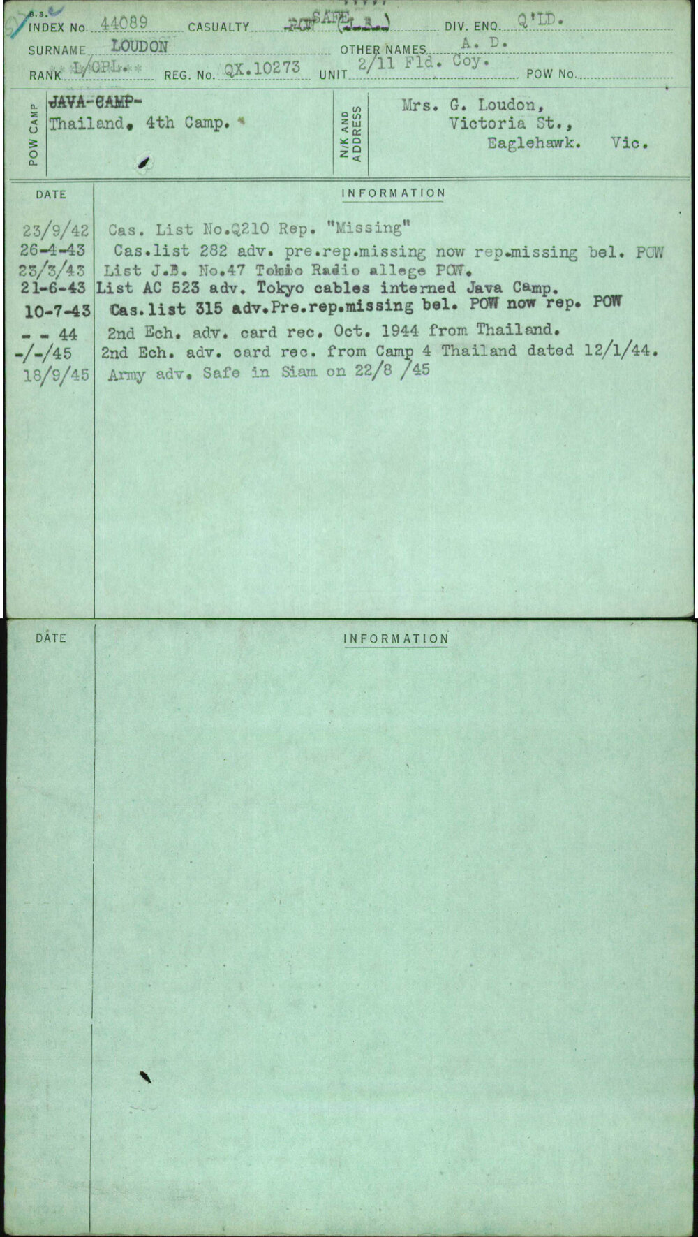 Loudon, A D, QX10273