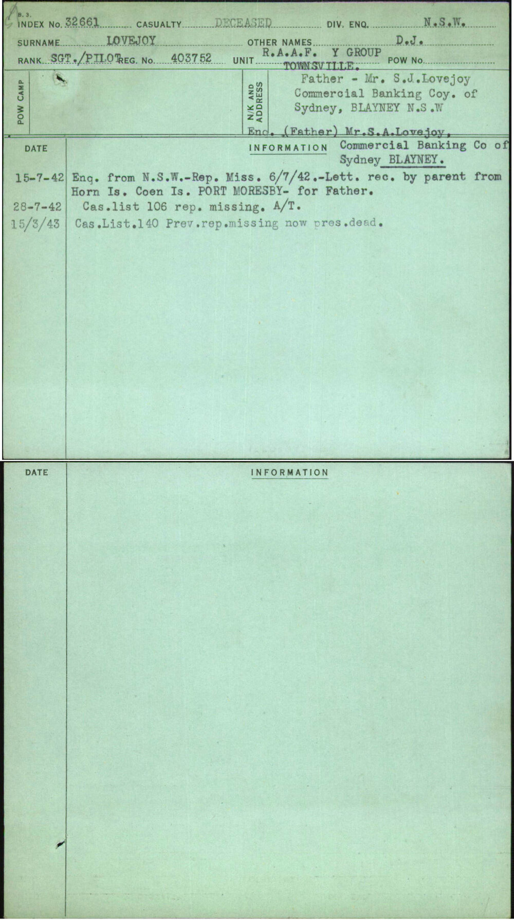 Lovejoy, D J, 403752