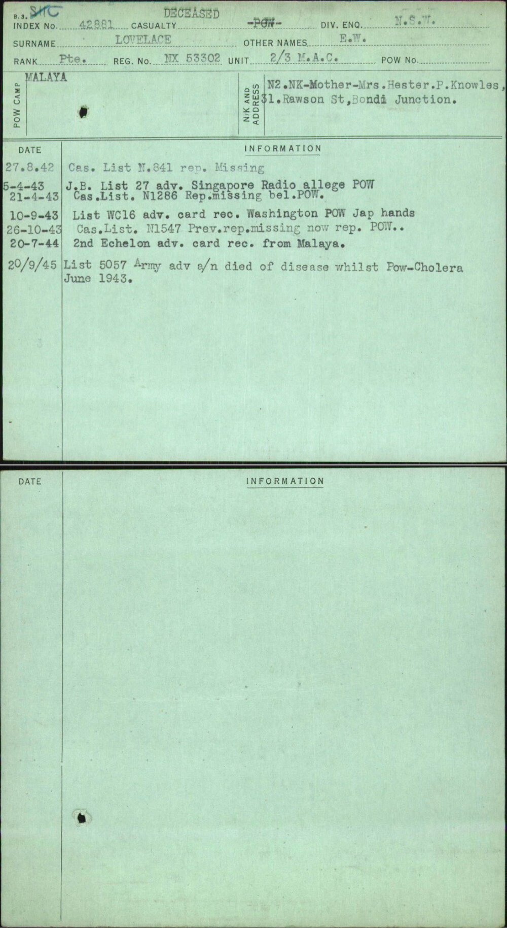 Lovelace, E W, NX53302