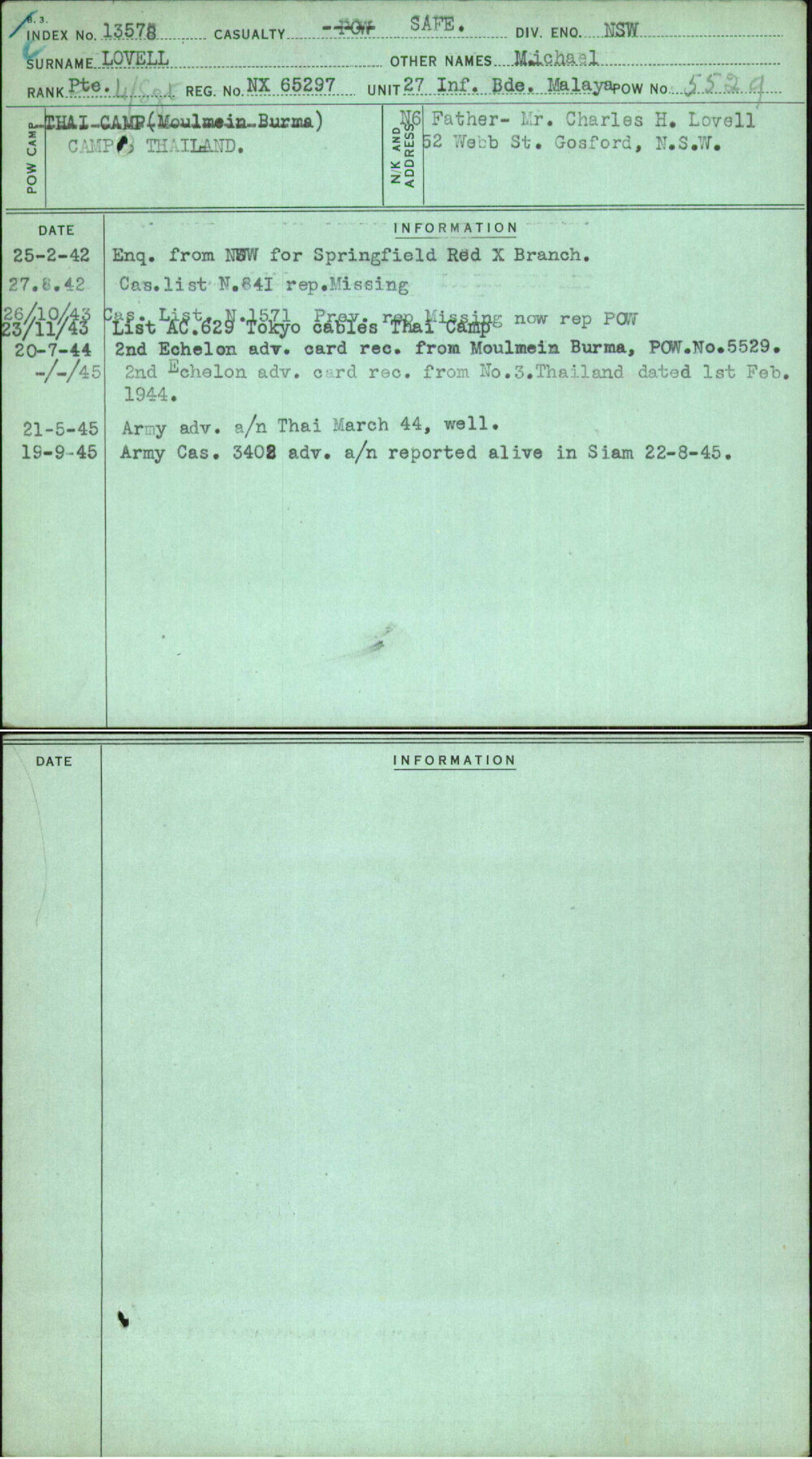 Lovell, Michael, NX65297