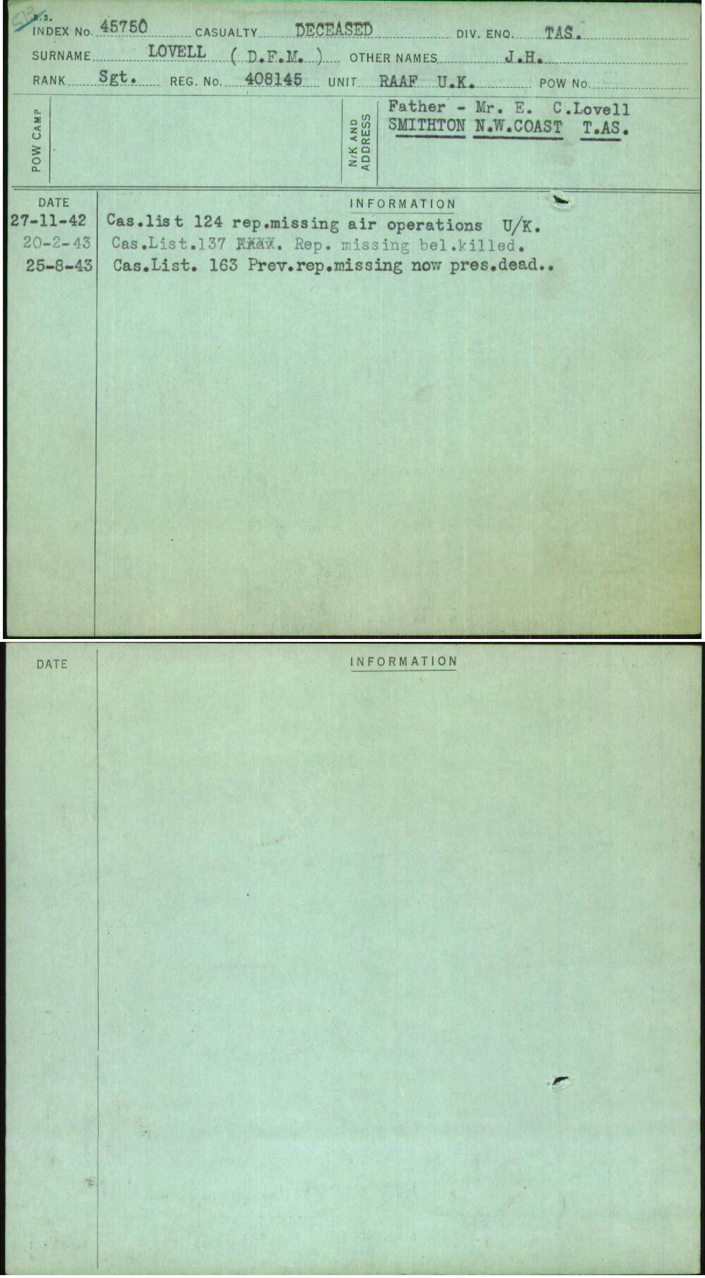 Lovell (Dfm), J H, 408145