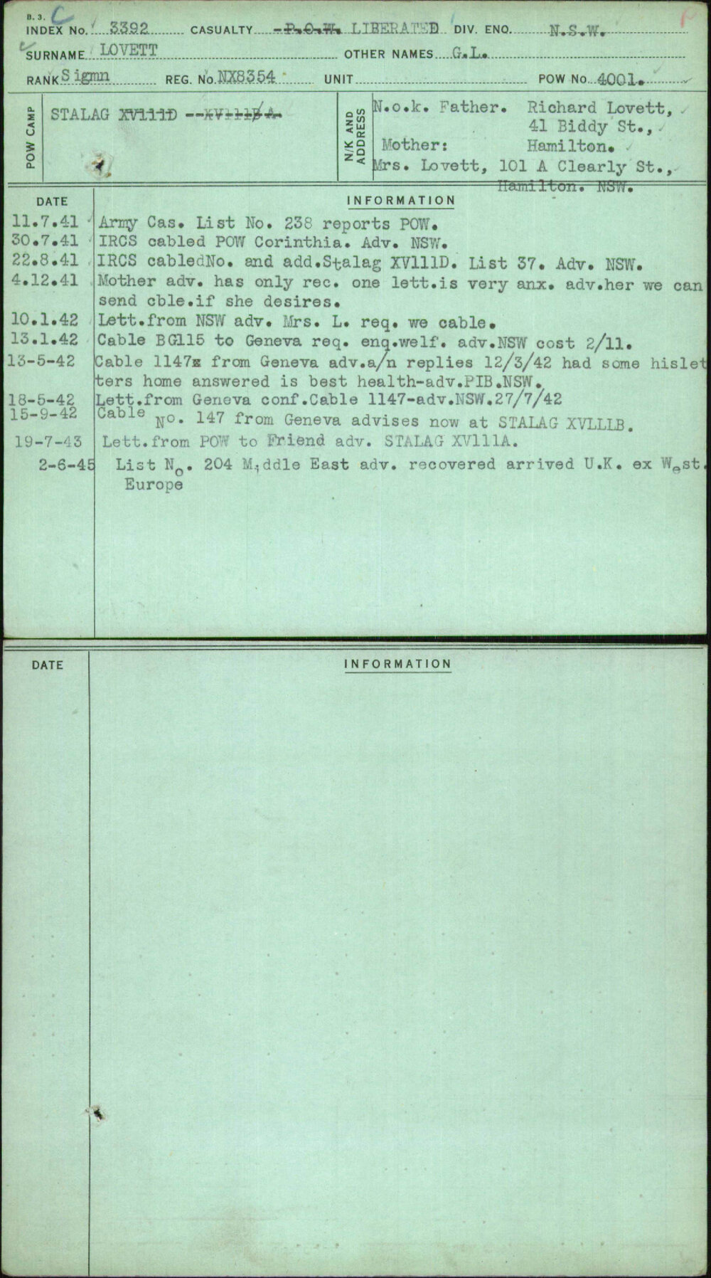 Lovett, G L, NX8354