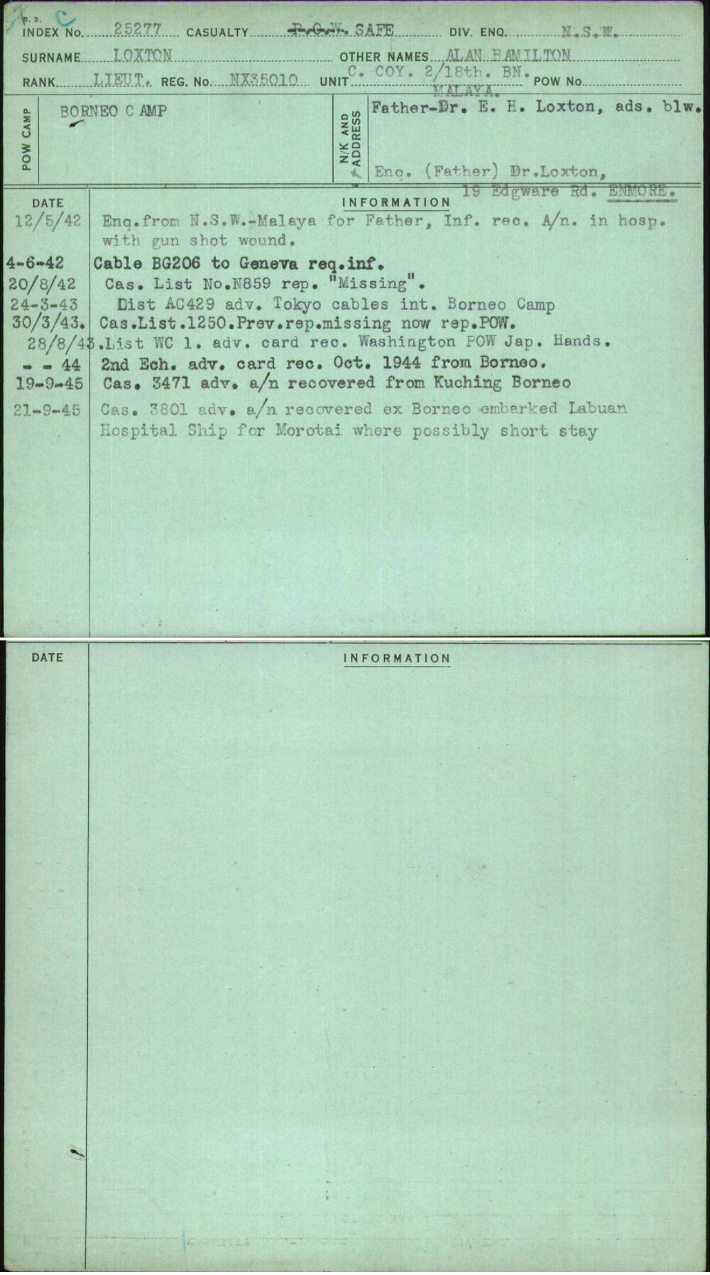 Loxton, Alan Hamilton, NX35010