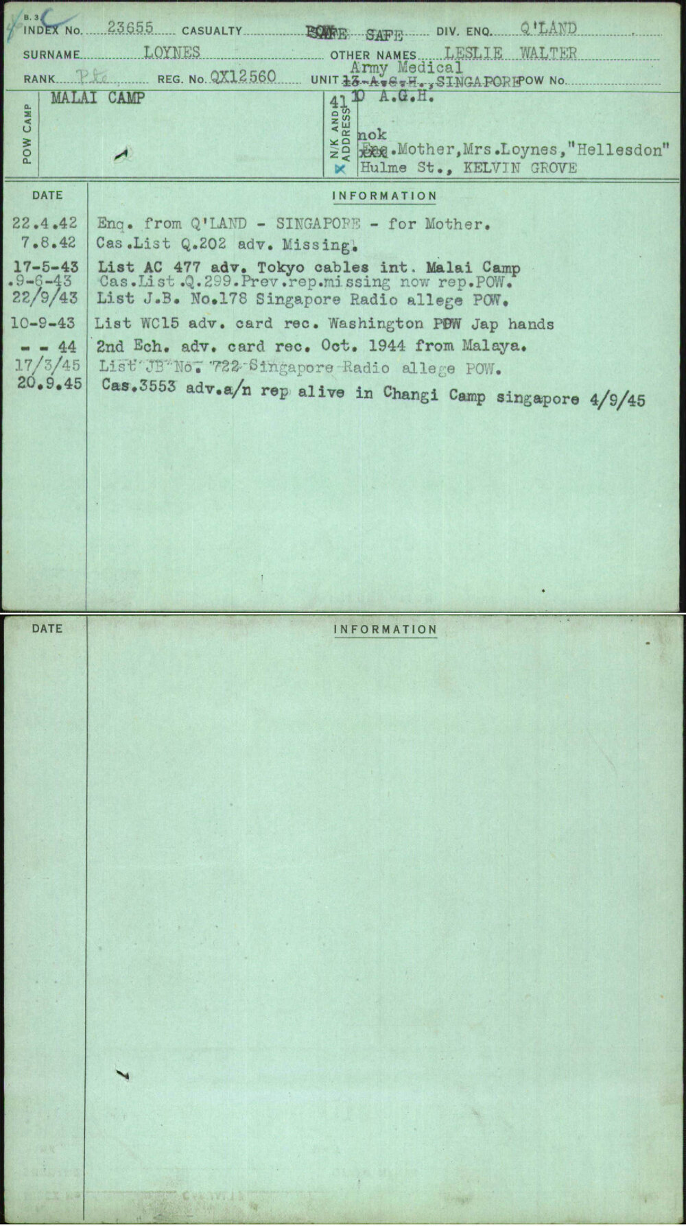 Loynes, Leslie Walter, QX12560