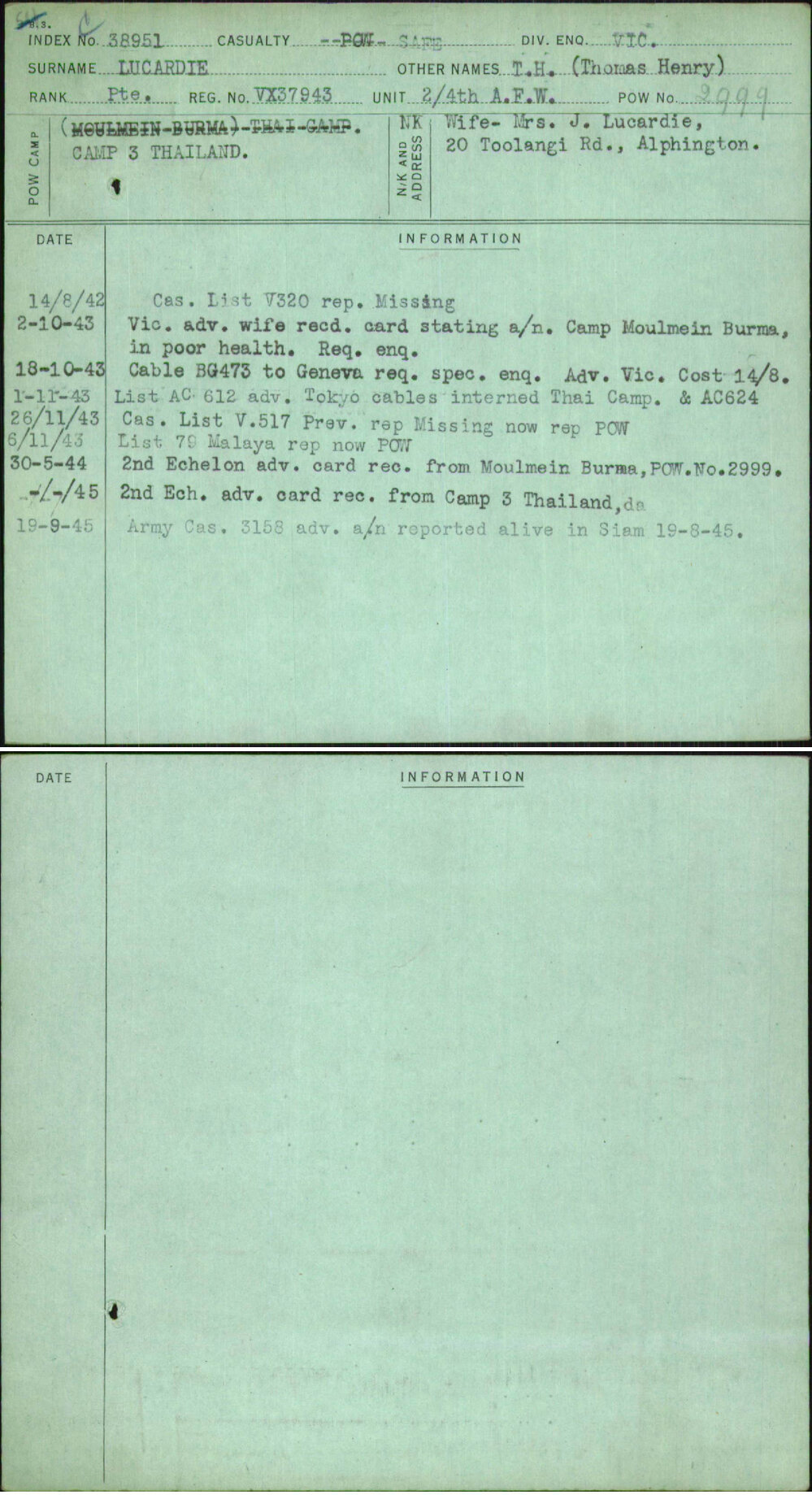 Lucardie, T H (Thomas Henry), VX37943