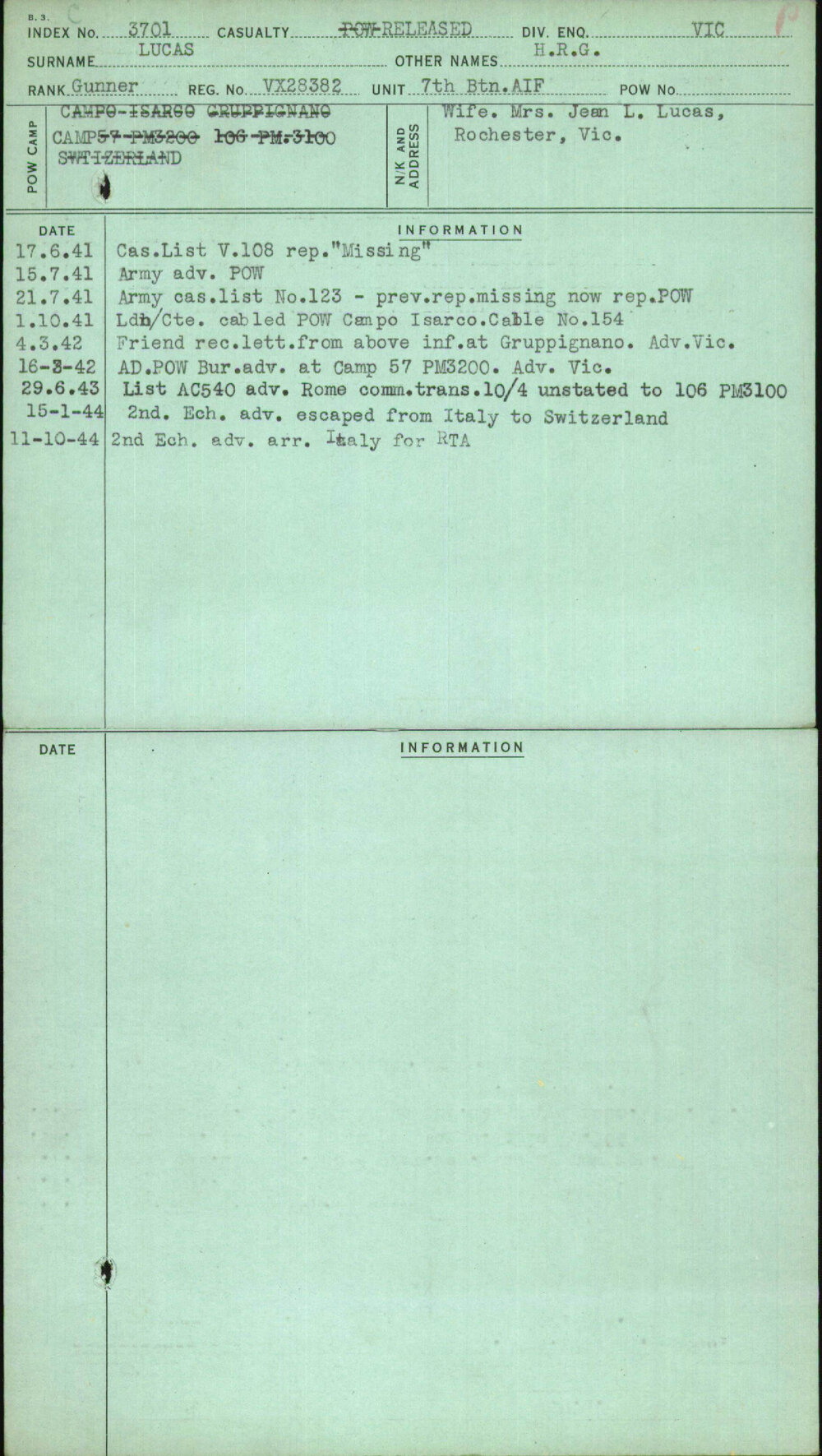 Lucas, H R G, VX28382