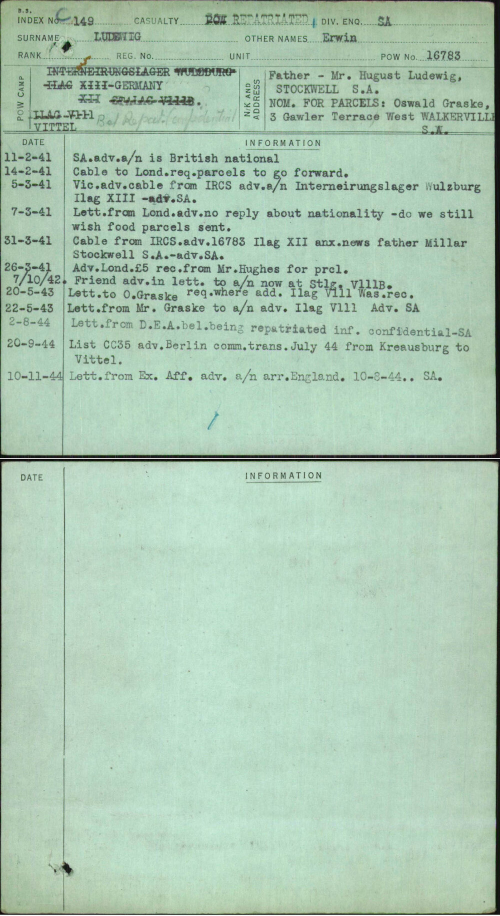 Ludewig, Erwin, [No Service Number]