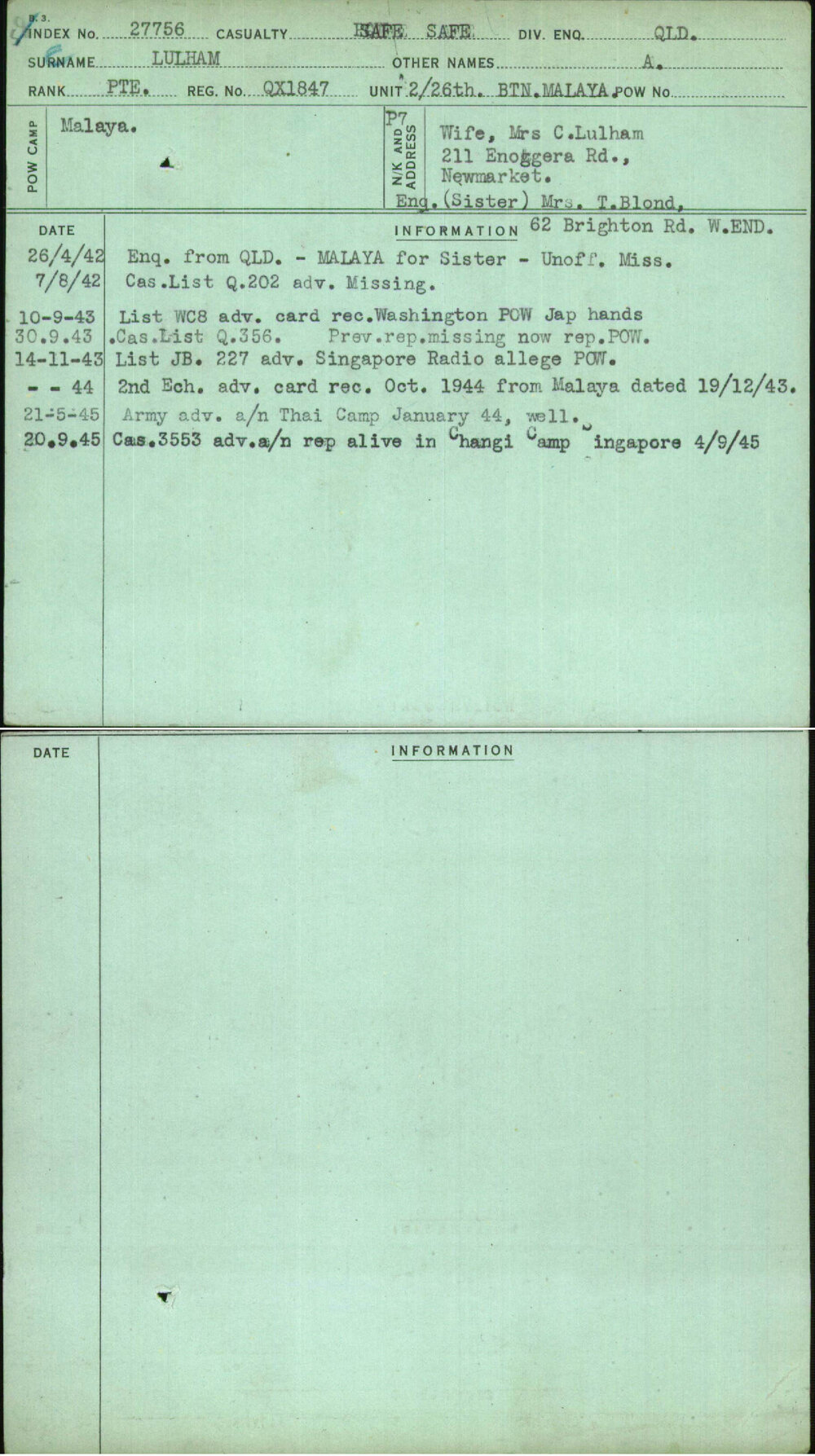 Lulham, A, QX1847